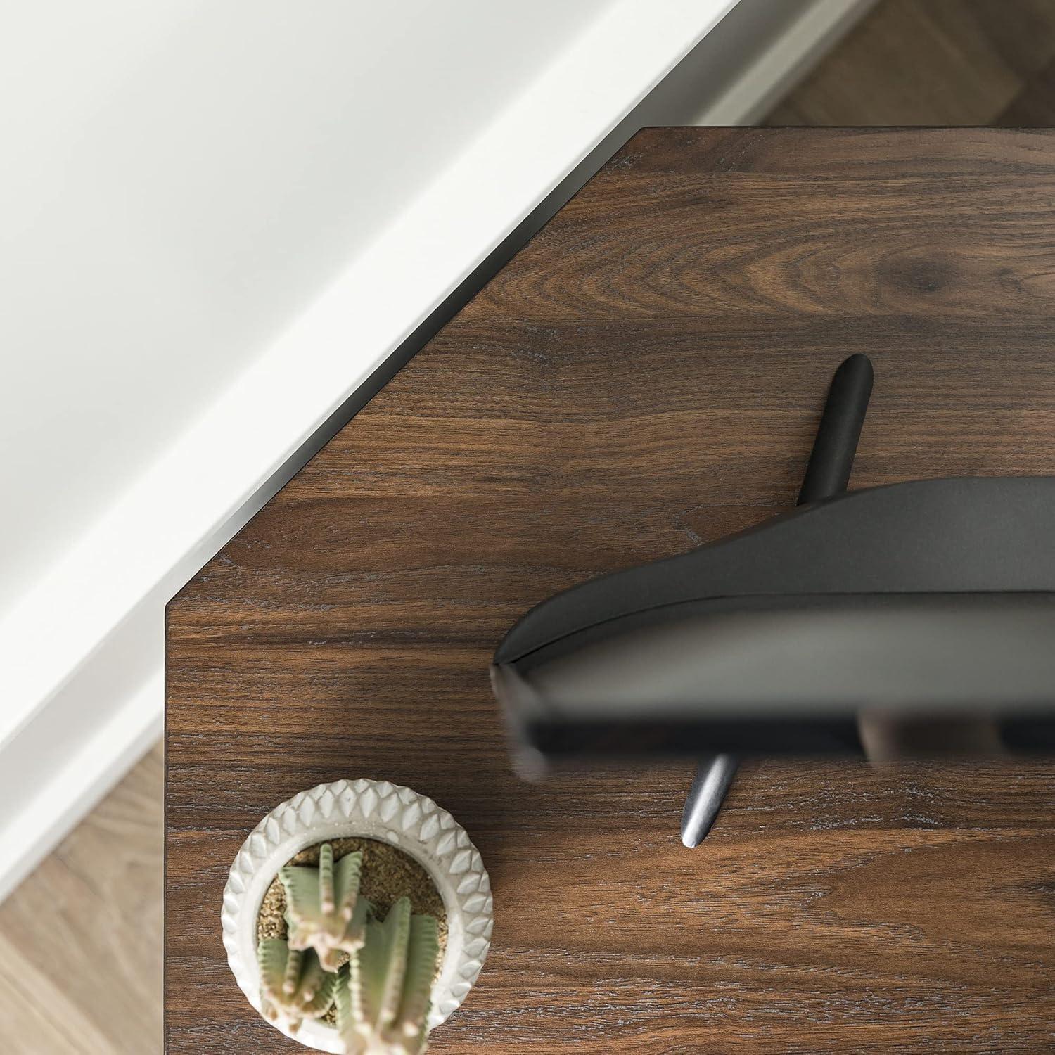 imageWalker Edison 2 Door Glass Shelf Corner Stand Console fits TVs up to 55quot 48 Dark Walnut