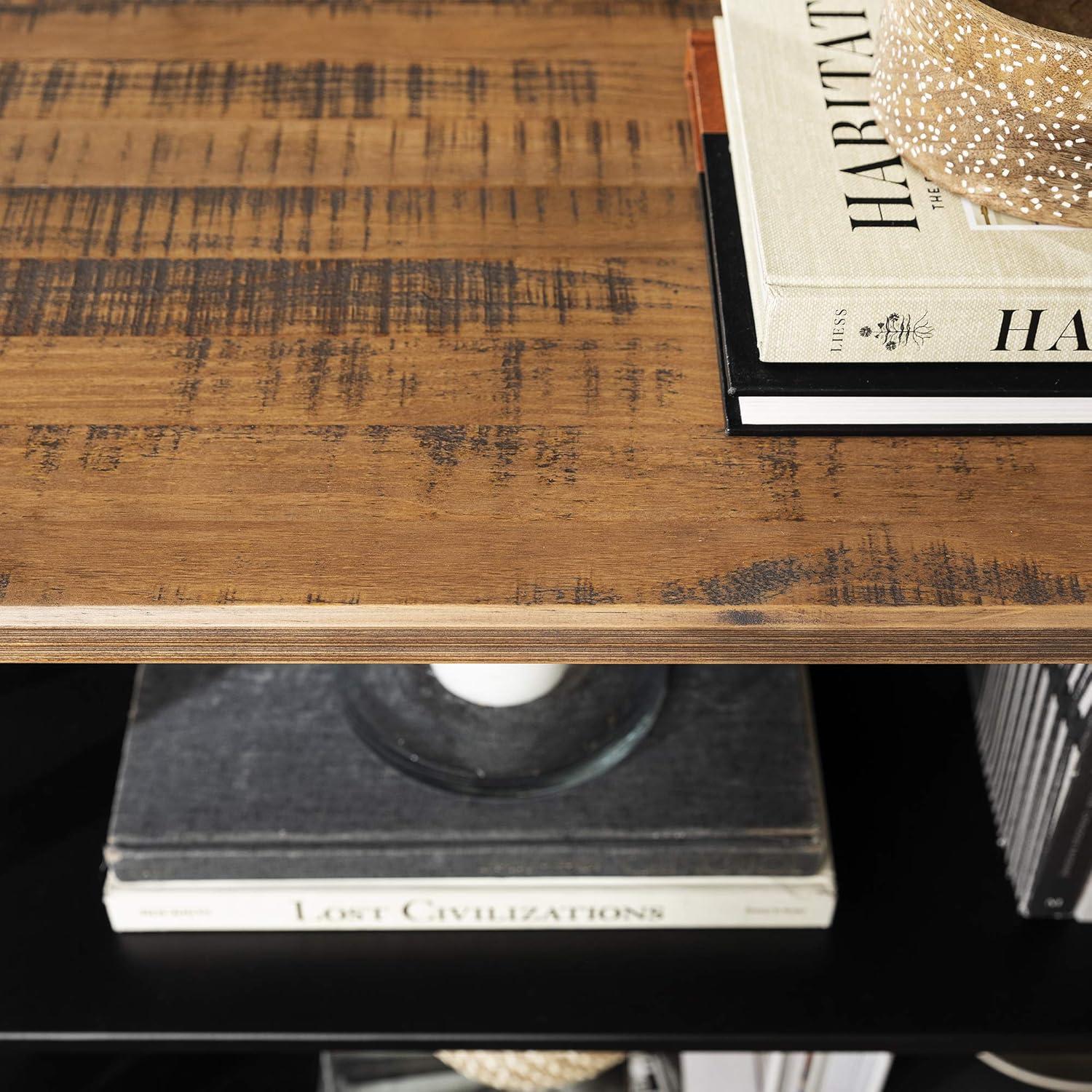 imageWalker Edison 2 Tier Modern Farmhouse Wood Bookcase Bookshelf Storage Home Office Storage Cabinet 52 Inch WhiteBlack