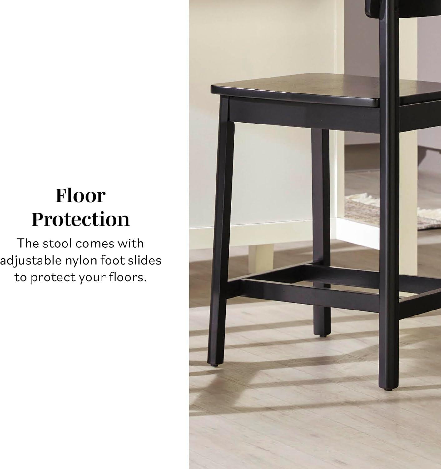 imageWalker Edison 2Piece Minimalist Solid Wood Counter Stool Set of 2 BlackBlack