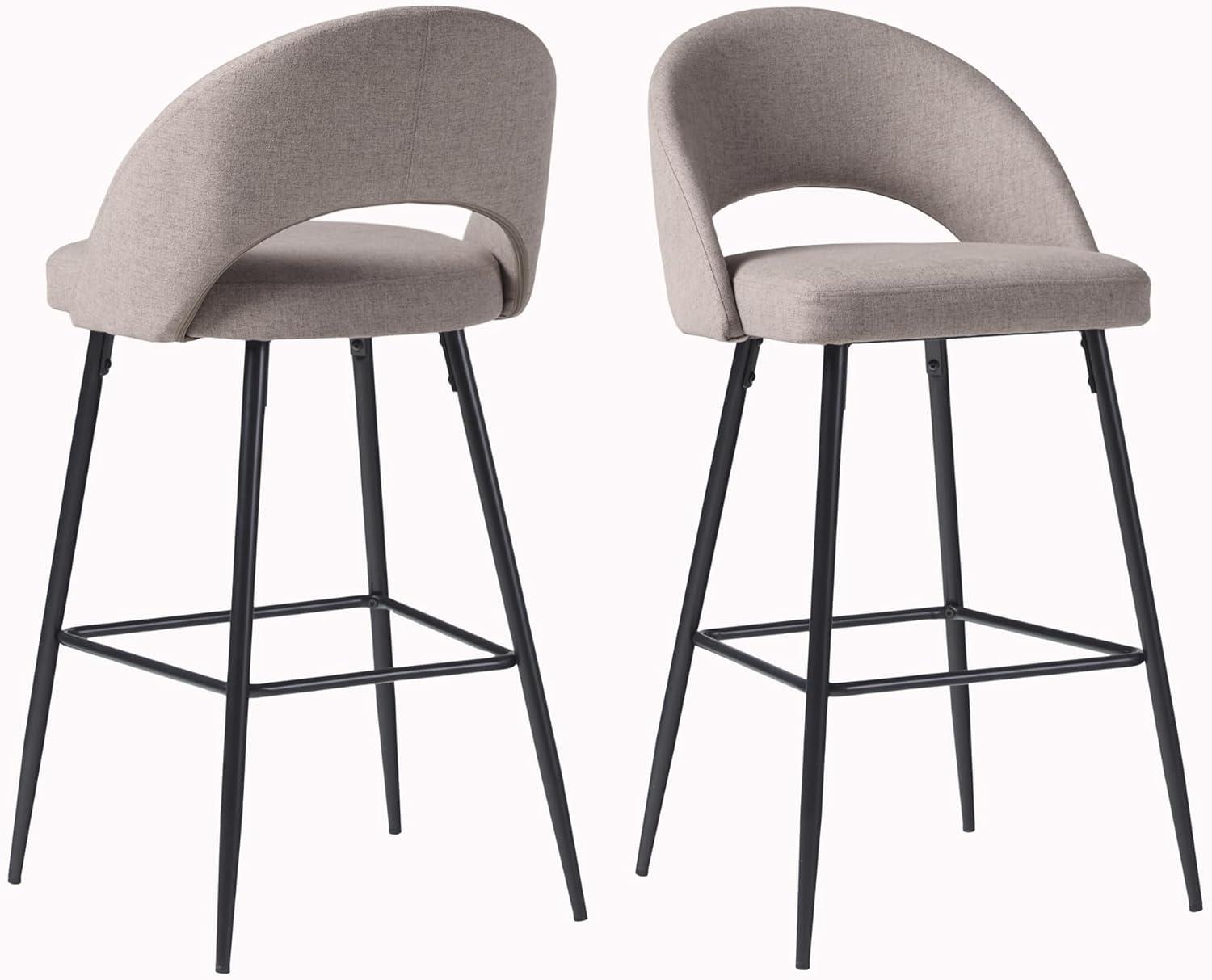 imageWalker Edison 2Piece Modern MetalFrame Upholstered Barstool Set of 2 MushroomMushroom