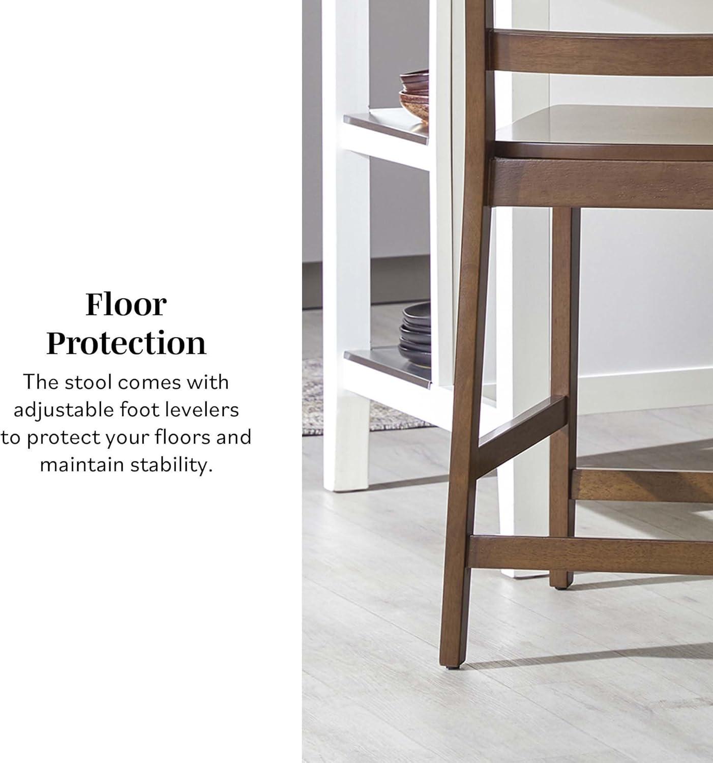 imageWalker Edison 2Piece Modern Solid Wood LadderBack Counter Stool Set of 2 BlackWalnut