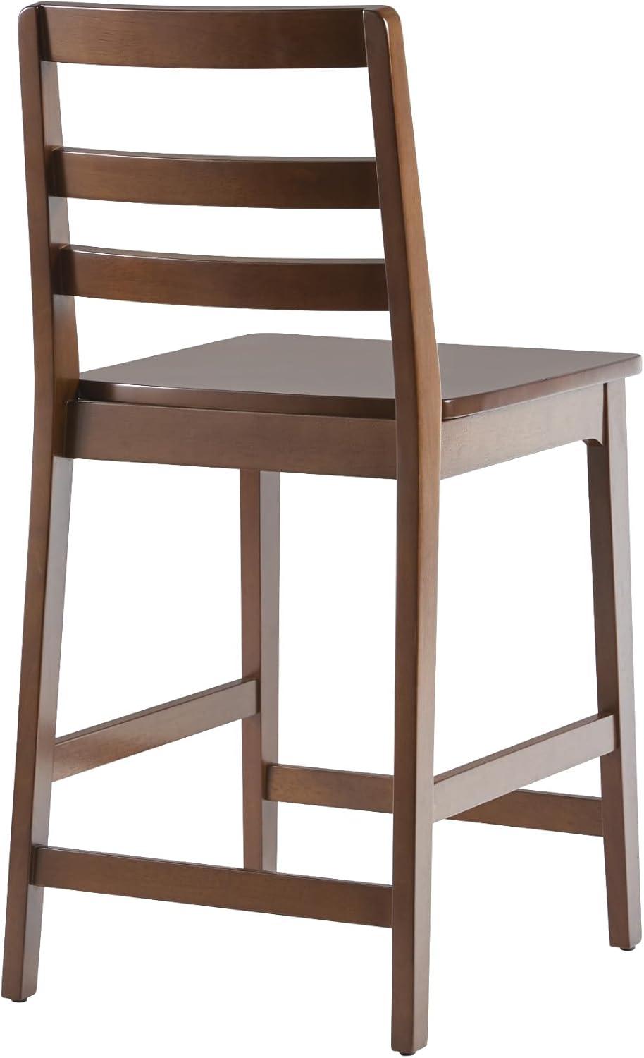 imageWalker Edison 2Piece Modern Solid Wood LadderBack Counter Stool Set of 2 BlackWalnut