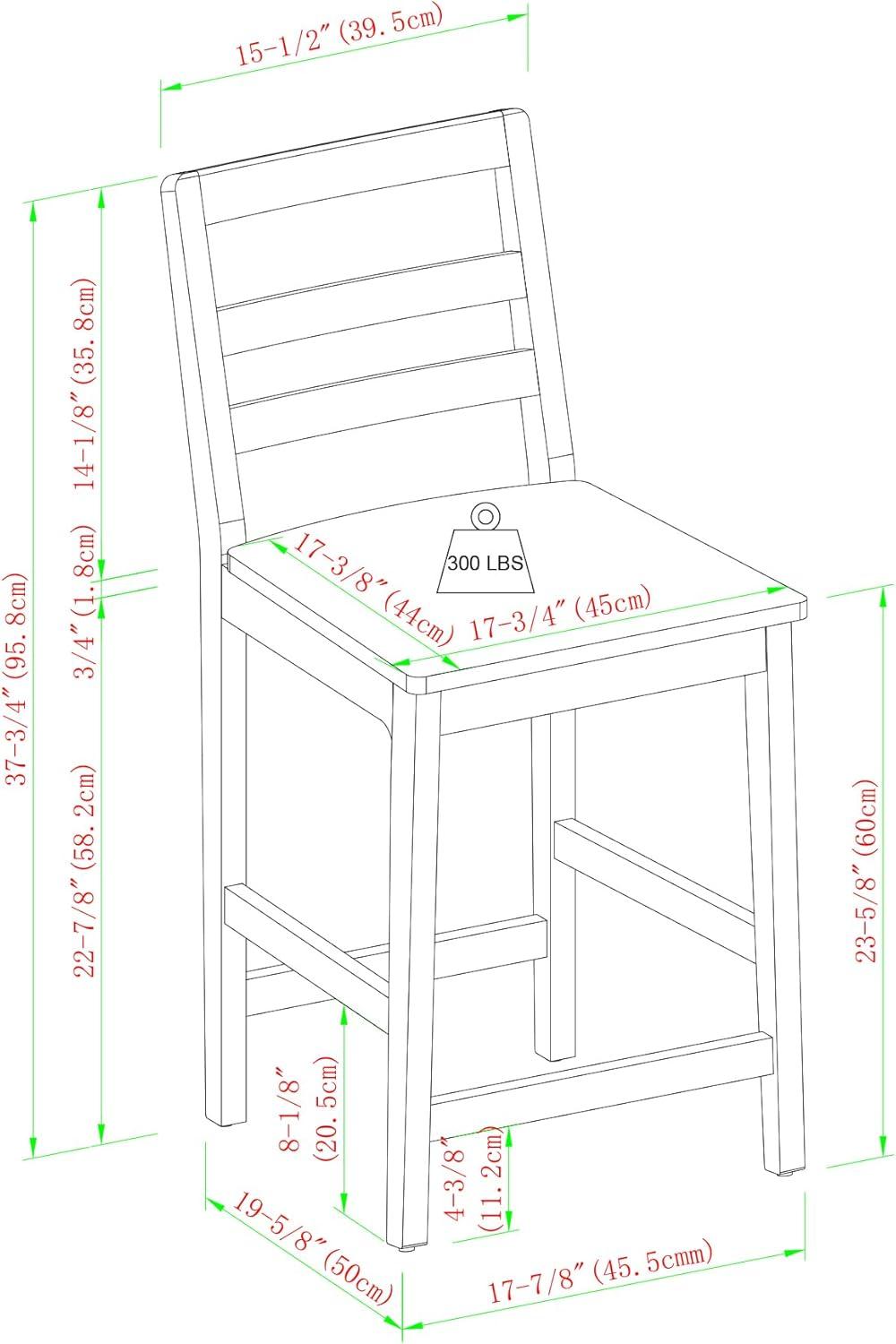 imageWalker Edison 2Piece Modern Solid Wood LadderBack Counter Stool Set of 2 BlackWalnut