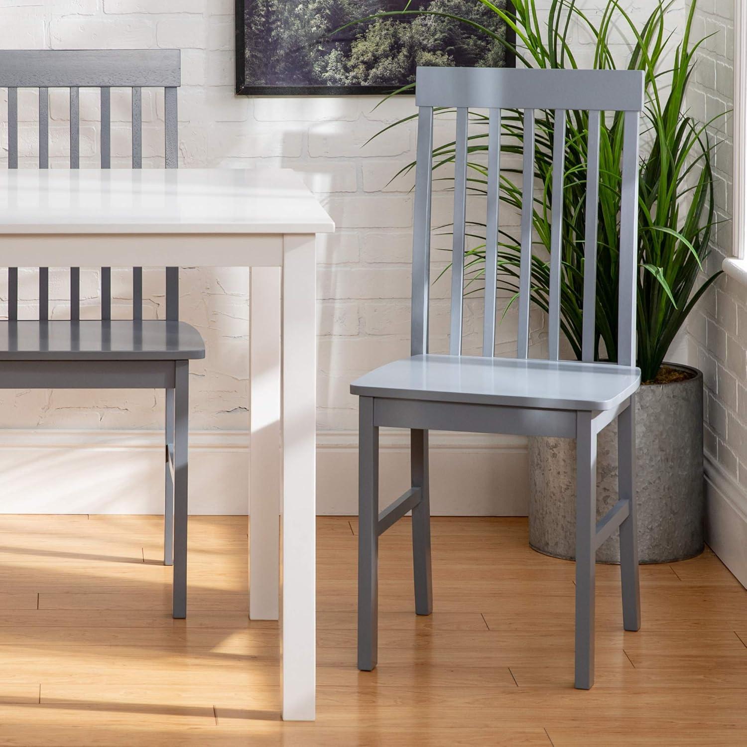 imageWalker Edison 4 Person Modern Farmhouse Wood Small Dining Table Dining Room Kitchen Table Set 4 Chairs Set 48 Inch White and GreyWhite and Grey