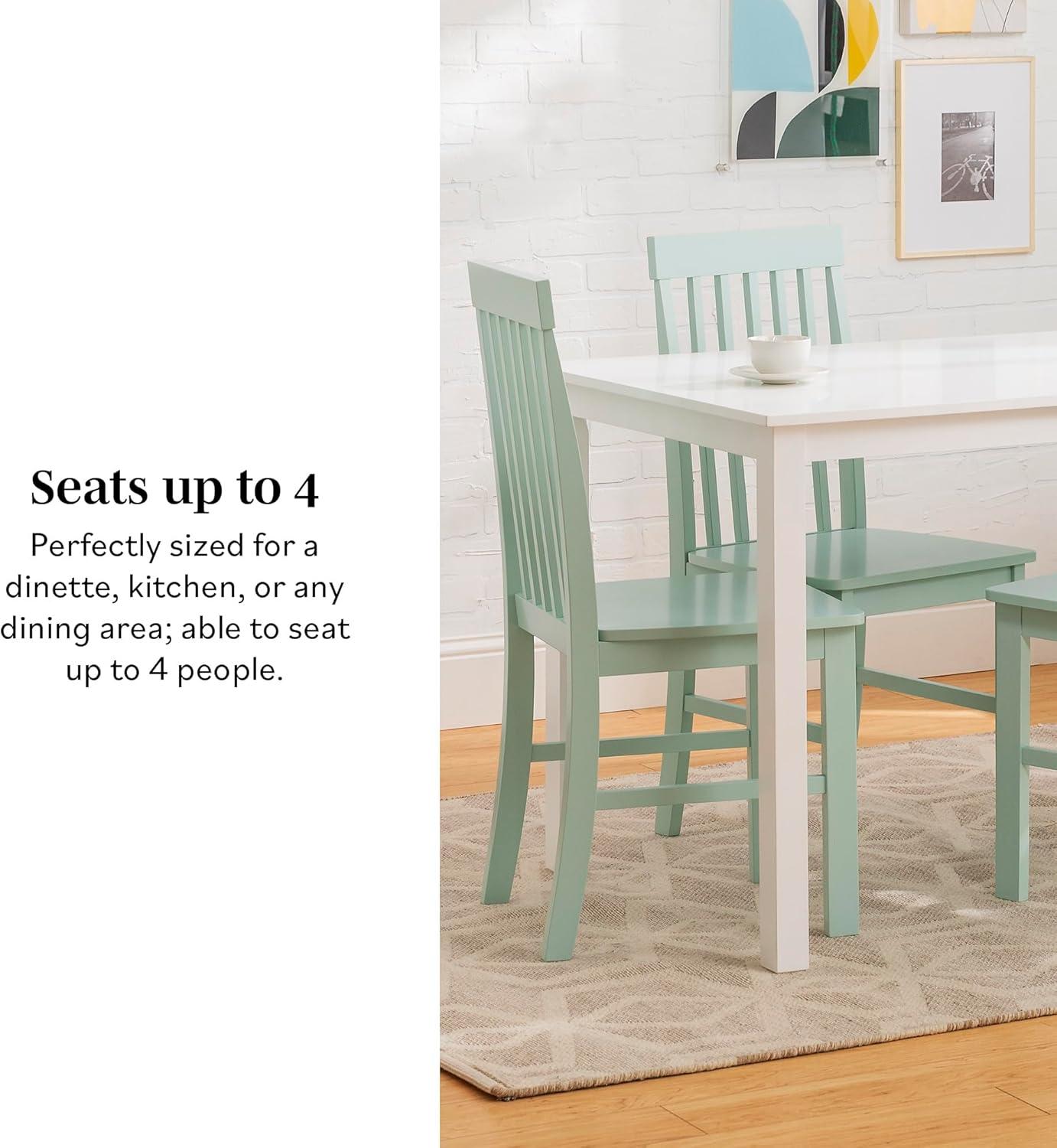 imageWalker Edison 4 Person Modern Farmhouse Wood Small Dining Table Dining Room Kitchen Table Set 4 Chairs Set 48 Inch White and GreyWhite and Grey