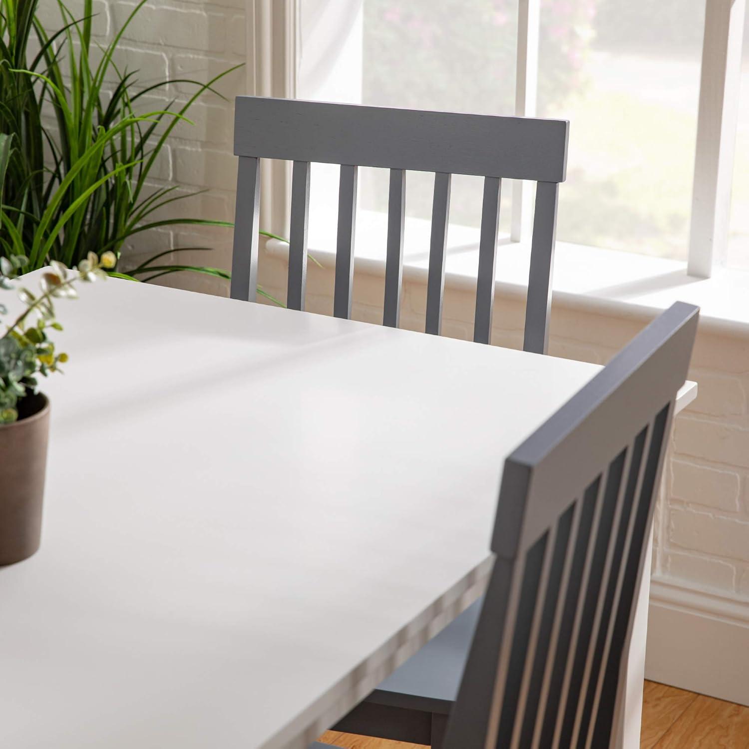 imageWalker Edison 4 Person Modern Farmhouse Wood Small Dining Table Dining Room Kitchen Table Set 4 Chairs Set 48 Inch White and GreyWhite and Grey