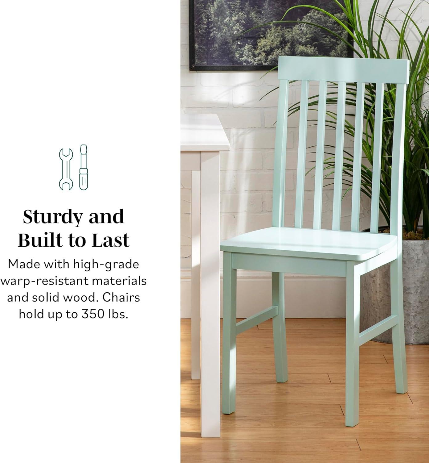 imageWalker Edison 4 Person Modern Farmhouse Wood Small Dining Table Dining Room Kitchen Table Set 4 Chairs Set 48 Inch White and GreyWhite and Grey