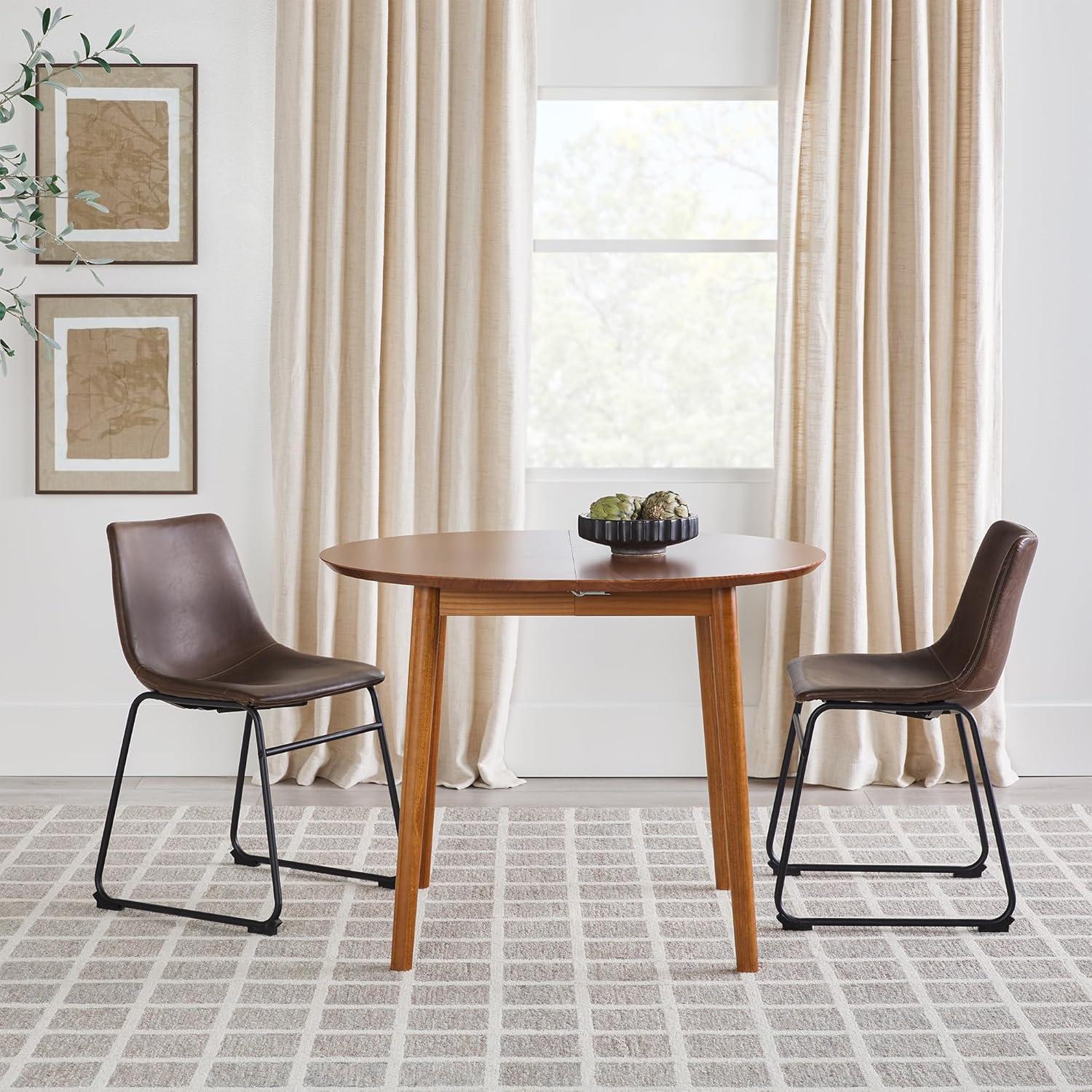 imageWalker Edison 6 Person MidCentury Modern Solid Wood Oval Extension Dining Table with Hairpin Legs and Removable Leaf CaramelCaramel