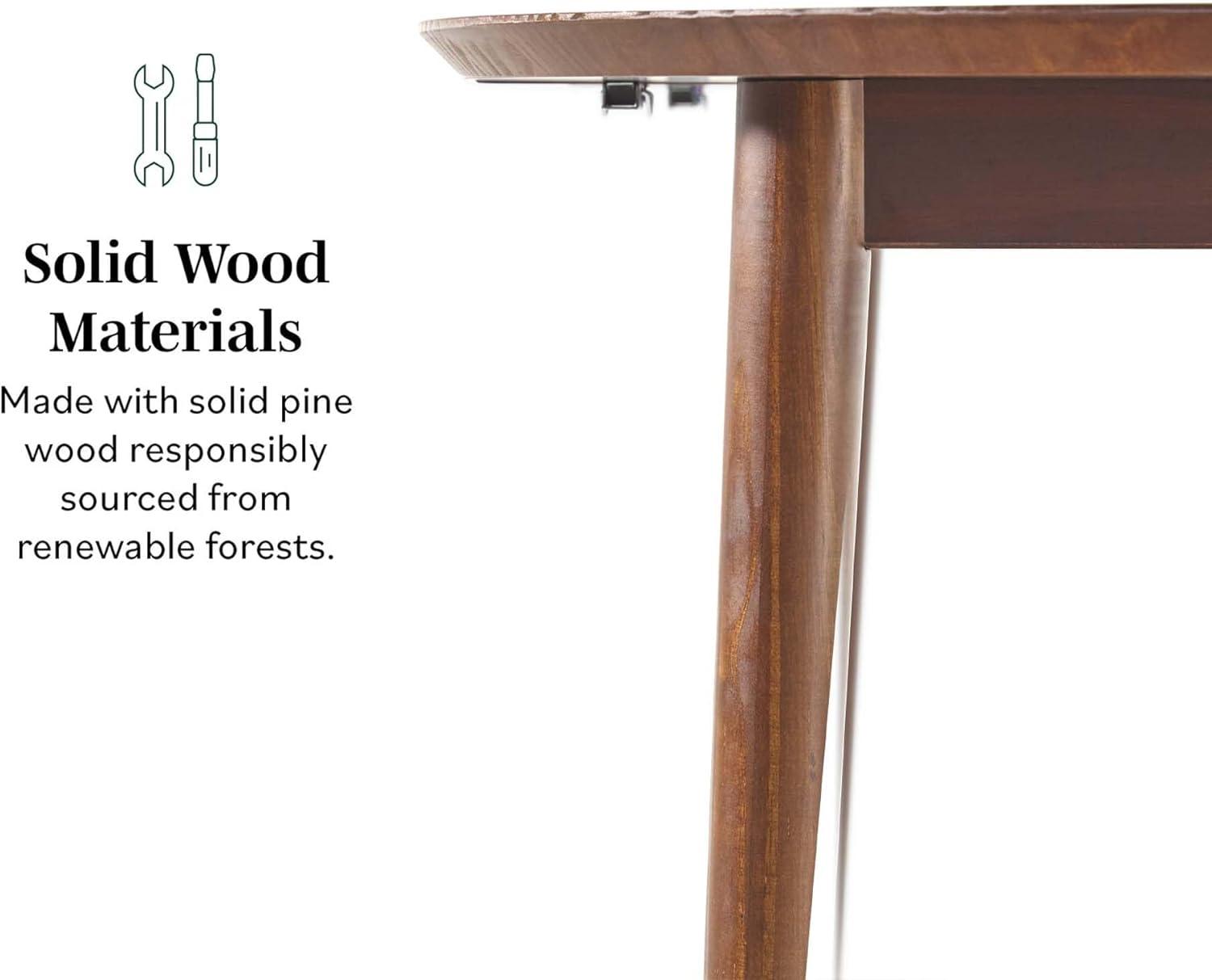 imageWalker Edison 6 Person MidCentury Modern Solid Wood Oval Extension Dining Table with Hairpin Legs and Removable Leaf CaramelWalnut