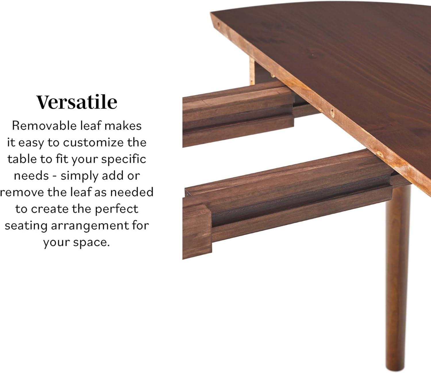 imageWalker Edison 6 Person MidCentury Modern Solid Wood Oval Extension Dining Table with Hairpin Legs and Removable Leaf CaramelWalnut