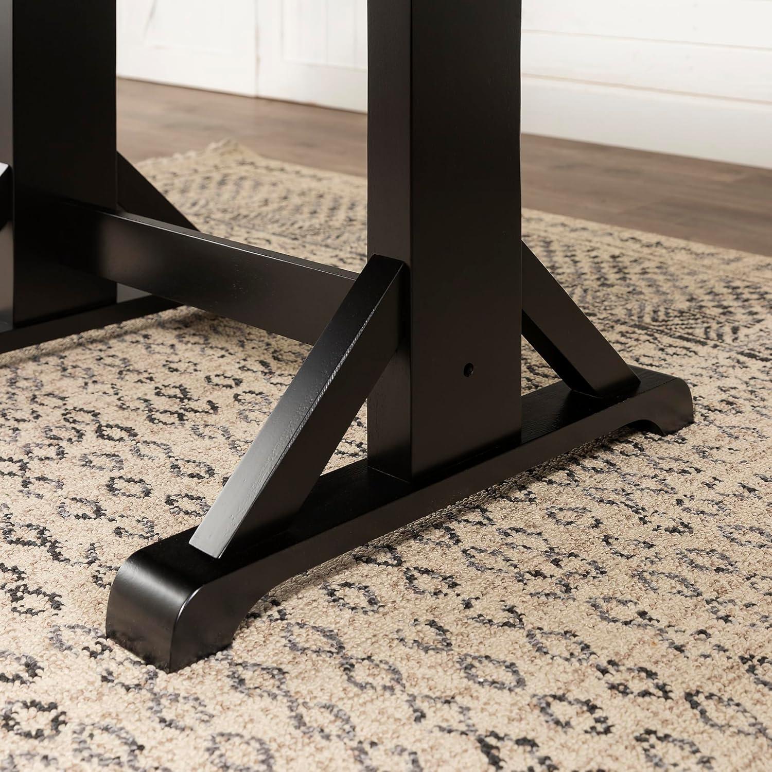 imageWalker Edison 6 to 8 Person Wood Modern Farmhouse Expandable Dining Room Table with Leaf Kitchen Dining Chairs 60 Inch Antique BlackAntique Black