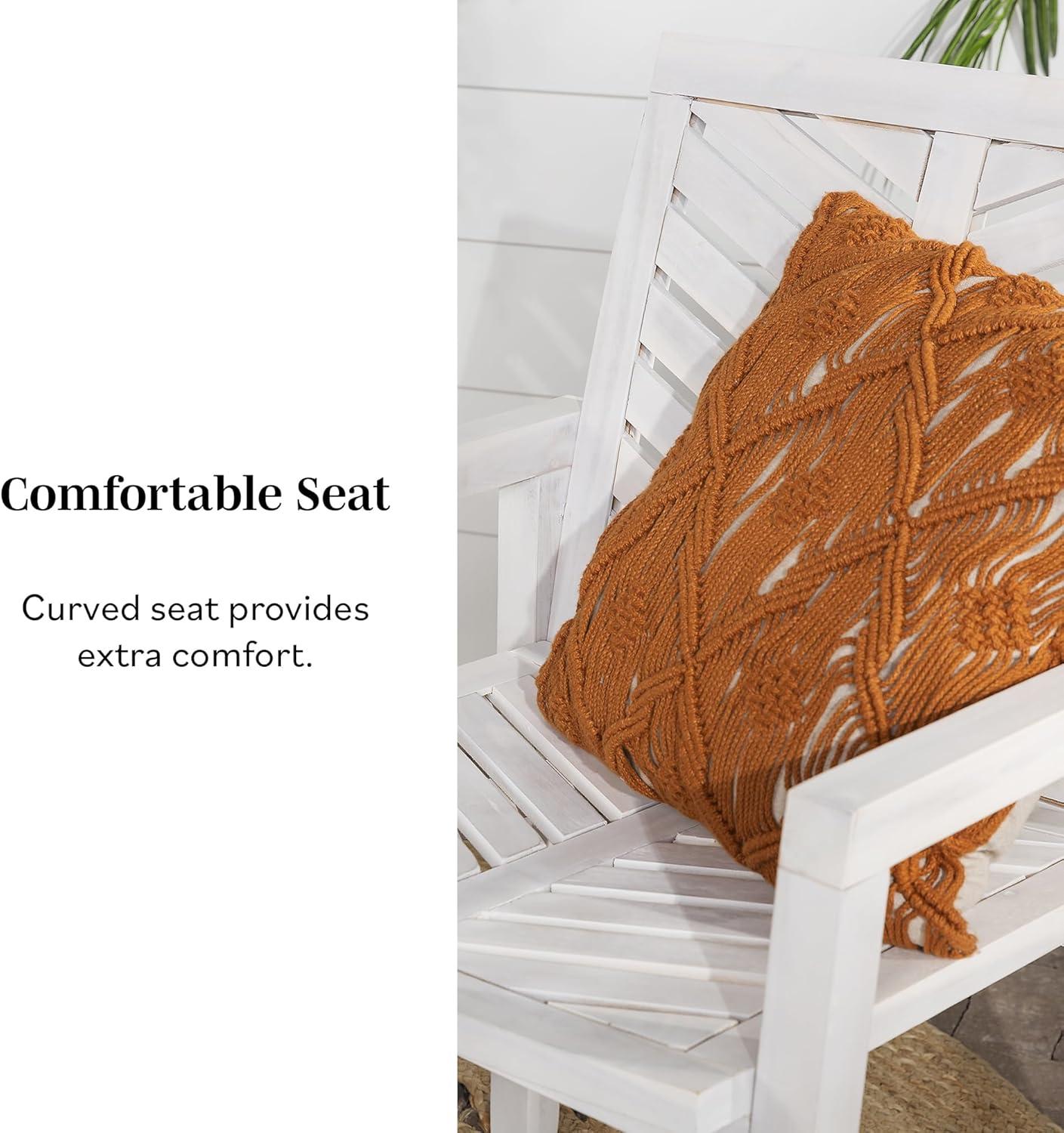 imageWalker Edison AZWC2VINWW Avalon Chevron Solid Acacia Wood Outdoor Chair White WashWhite Wash