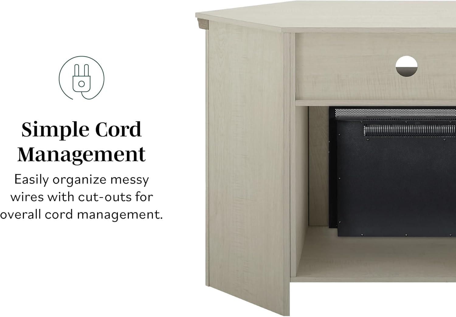 imageWalker Edison Alcott Classic Glass Door Fireplace Corner TV Stand for TVs up to 55 Inches 48 Inch Traditional BrownGrey Wash