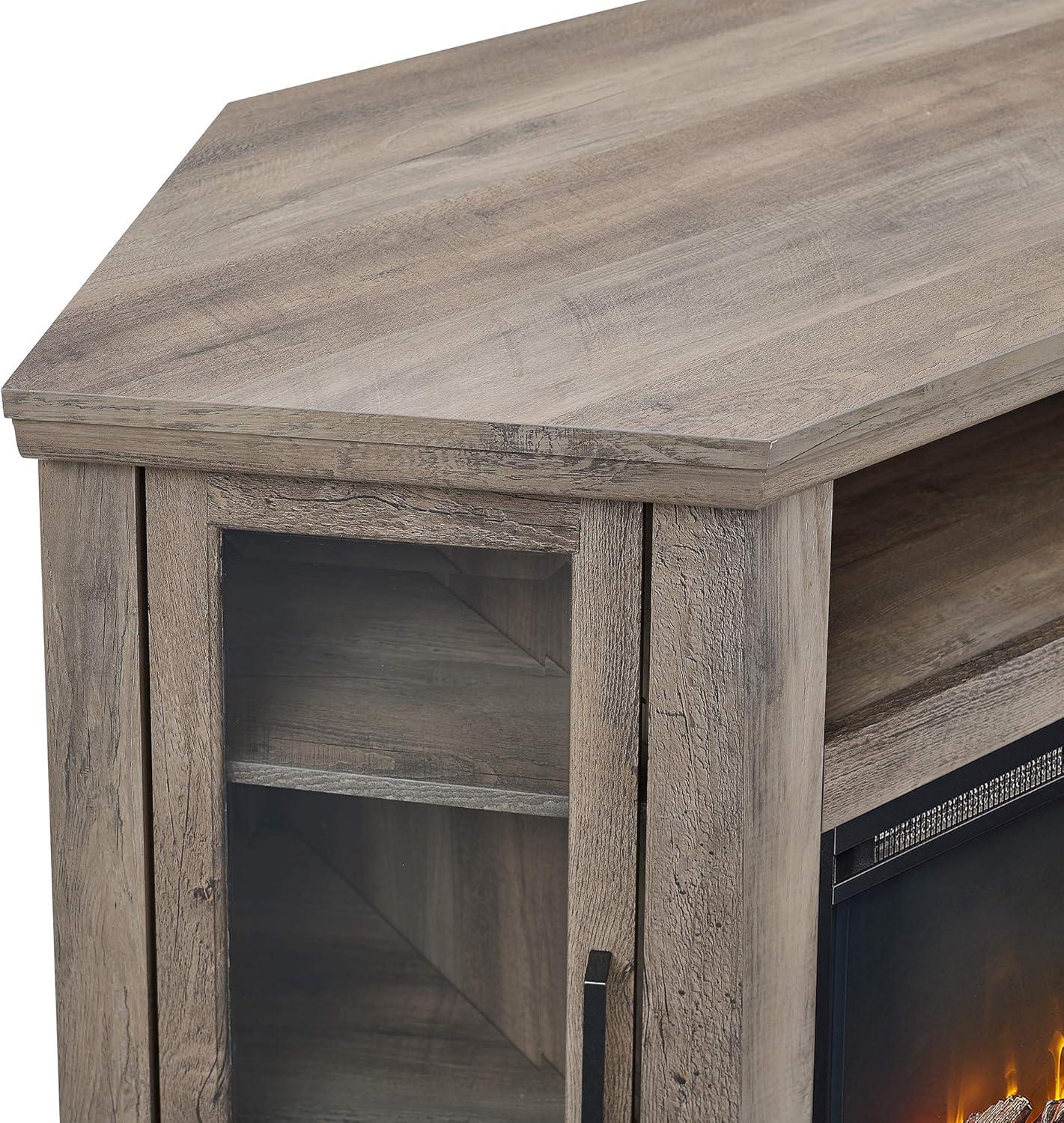 imageWalker Edison Alcott Classic Glass Door Fireplace Corner TV Stand for TVs up to 55 Inches 48 Inch Traditional BrownGrey Wash