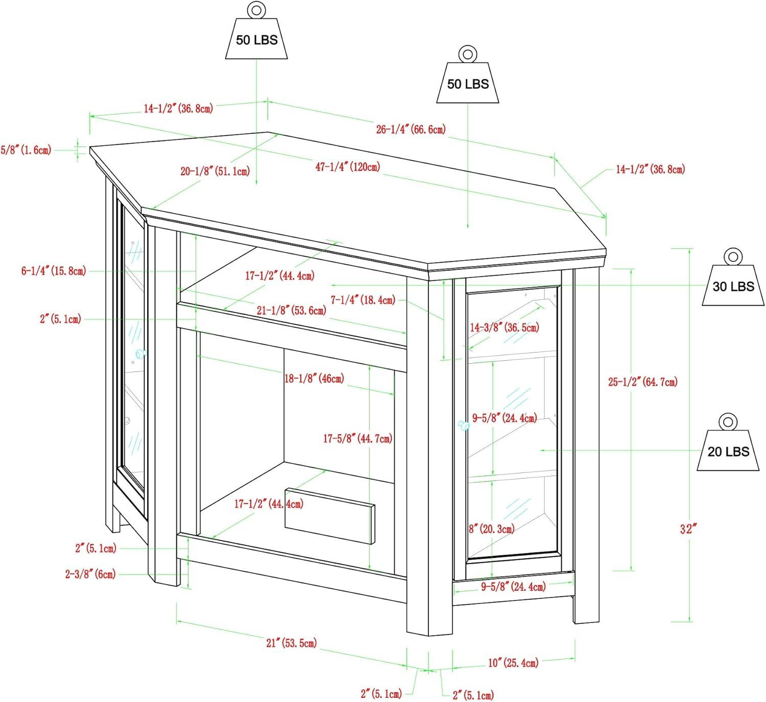 imageWalker Edison Alcott Classic Glass Door Fireplace Corner TV Stand for TVs up to 55 Inches 48 Inch Traditional BrownGrey Wash