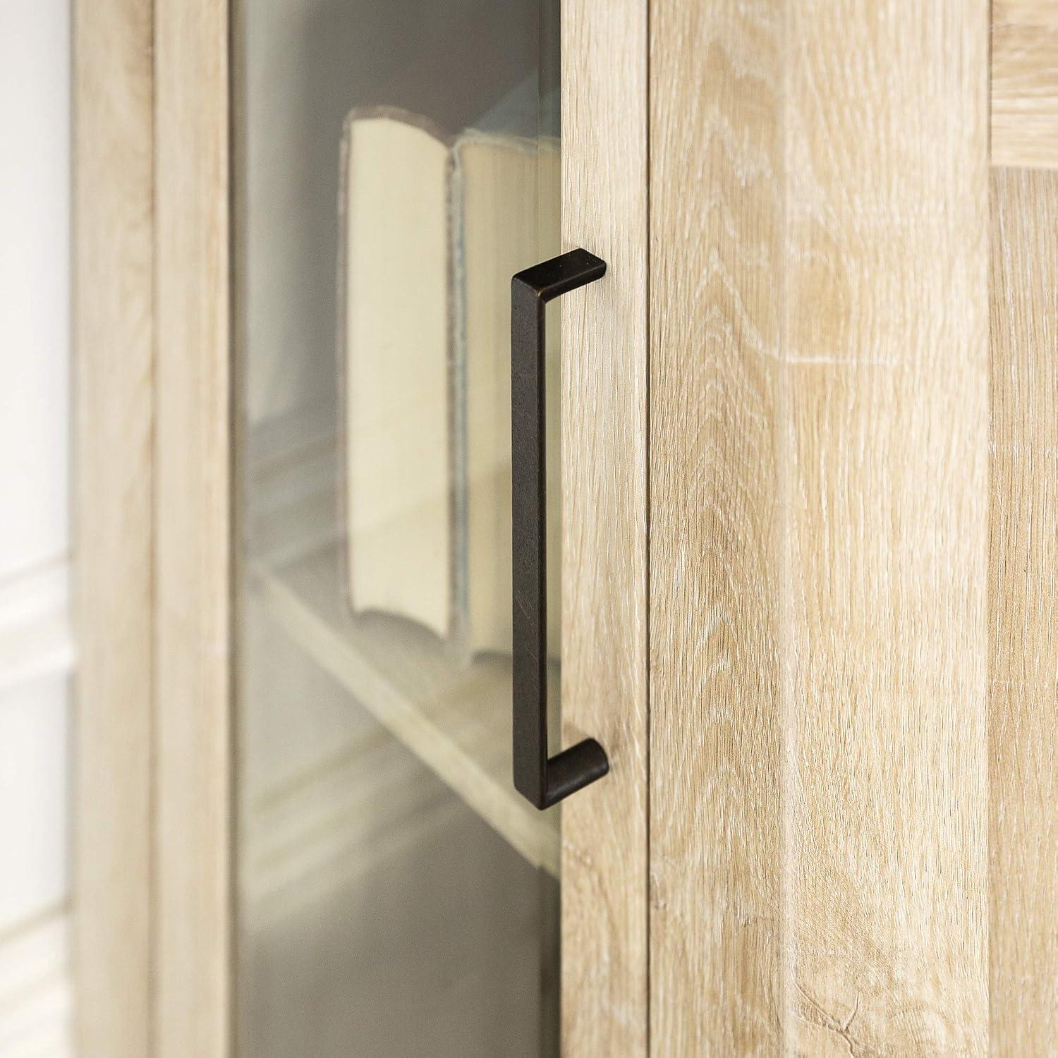 imageWalker Edison Alcott Classic Glass Door Fireplace Corner TV Stand for TVs up to 55 Inches 48 Inch Traditional BrownWhite Oak