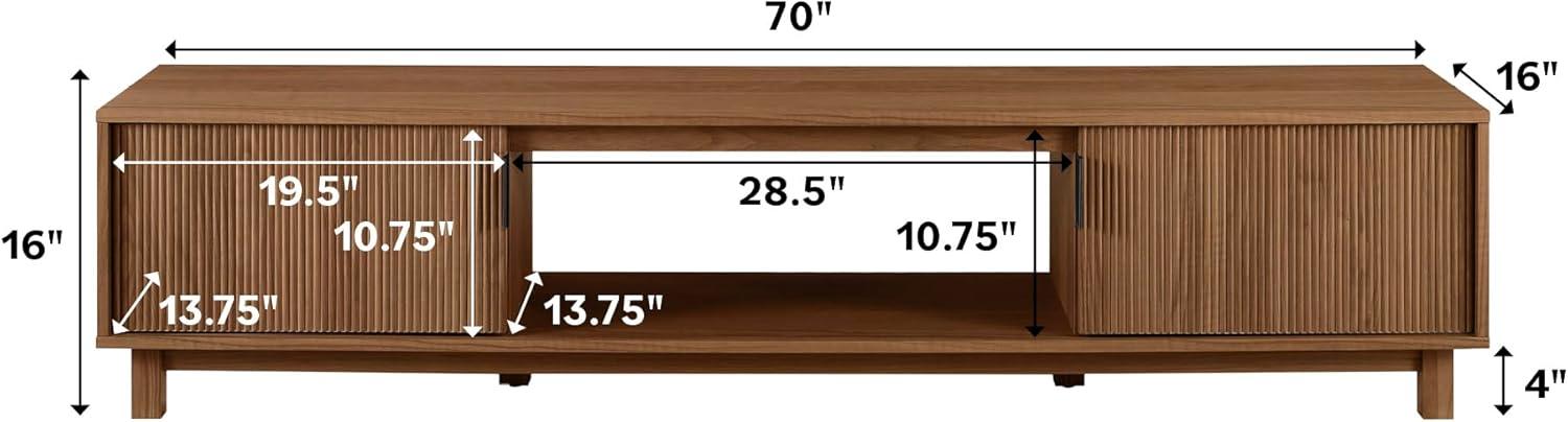 imageWalker Edison Arundo Fluted TV Stand for TVs up to 65 Inches 58quot TV Stand Coastal OakMocha