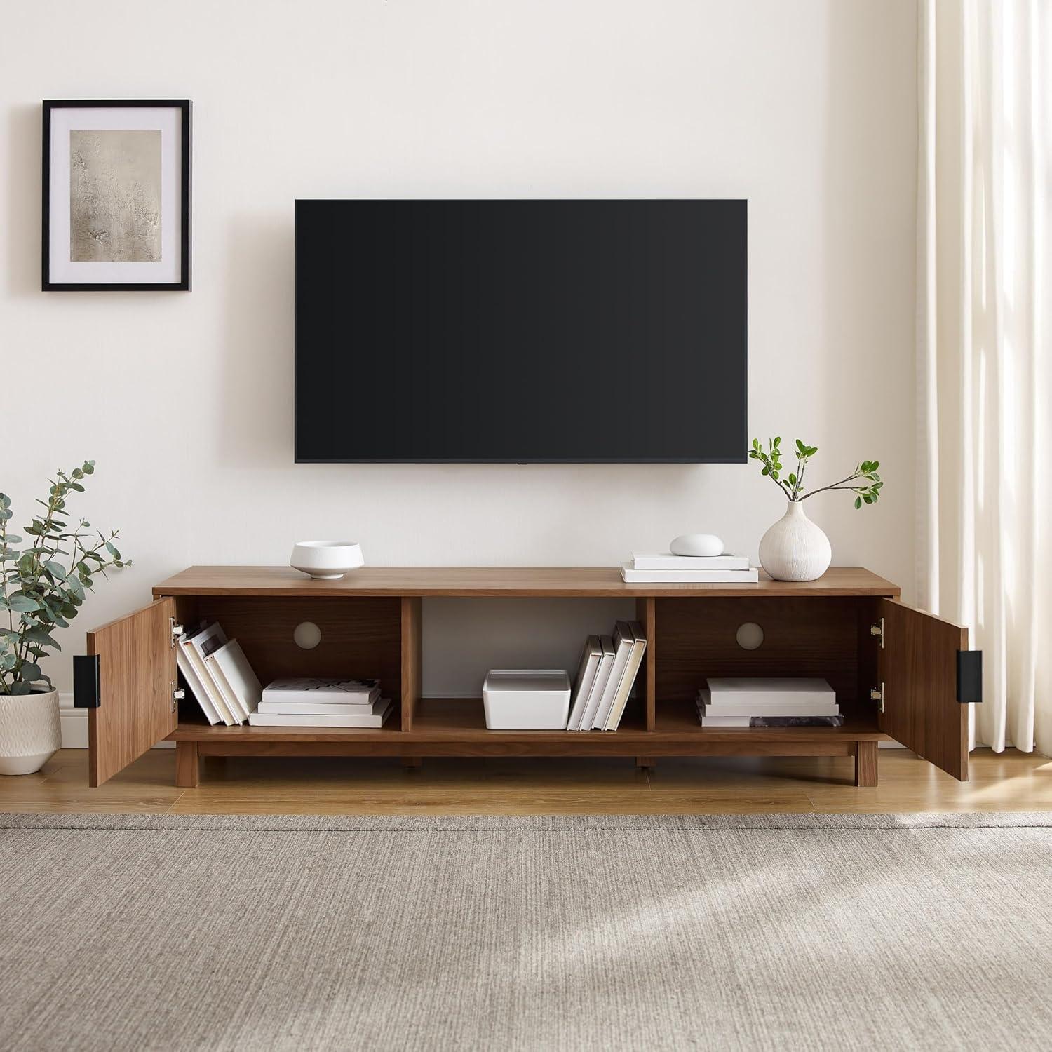 imageWalker Edison Arundo Fluted TV Stand for TVs up to 65 Inches 58quot TV Stand Coastal OakMocha