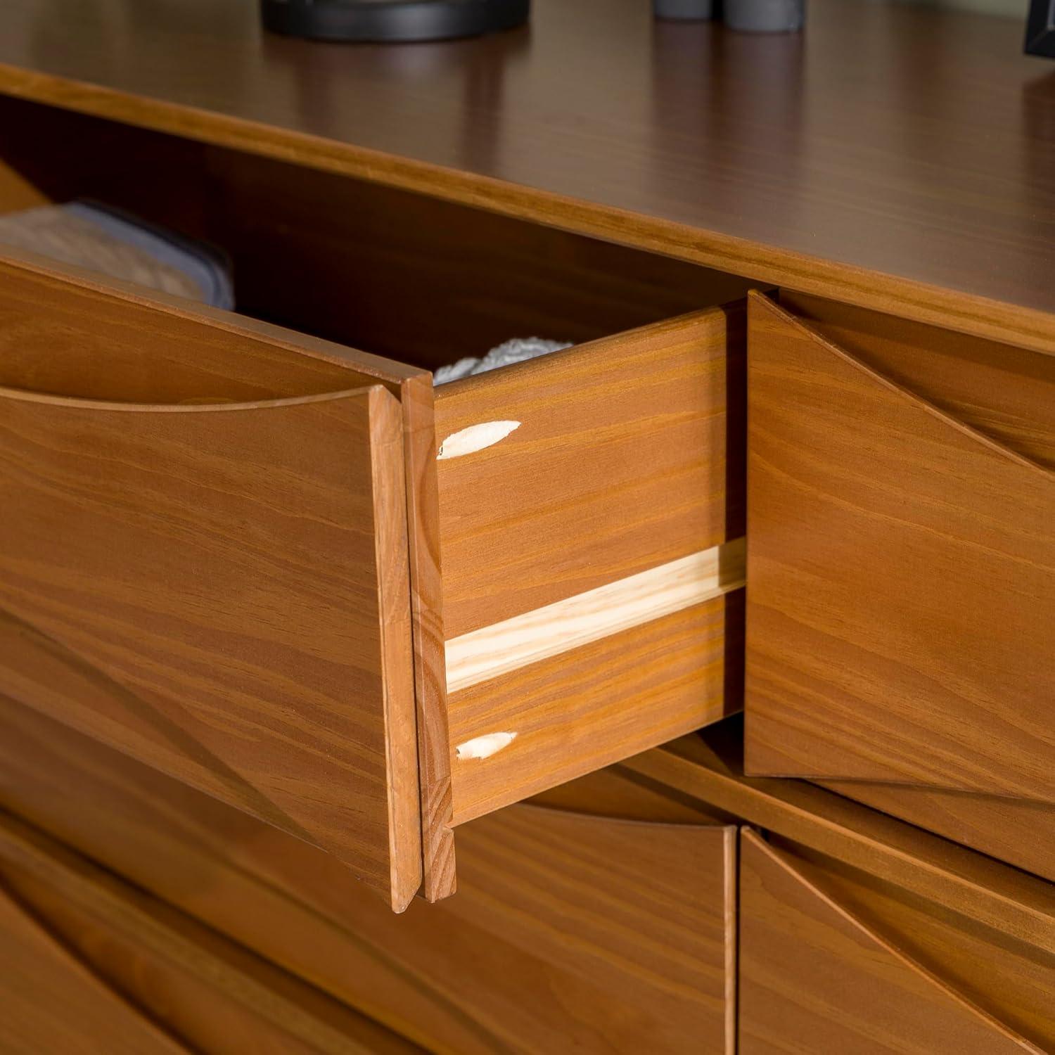 imageWalker Edison Atticus MidCentury Modern Detailed 6Drawer Solid Wood Dresser 59 Inch WalnutCaramel