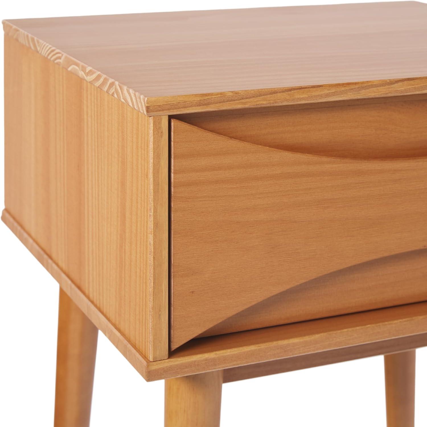 imageWalker Edison Atticus Solid Wood Retro 1Drawer Nightstand 25 Inch WalnutCaramel