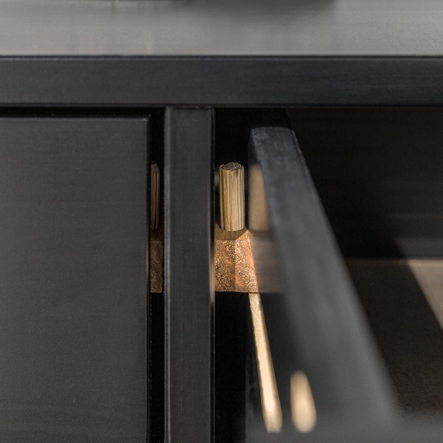 imageWalker Edison Blythe MidCentury Modern TrayTop Solid Wood 9Drawer Dresser 60 Inch BlackBlack