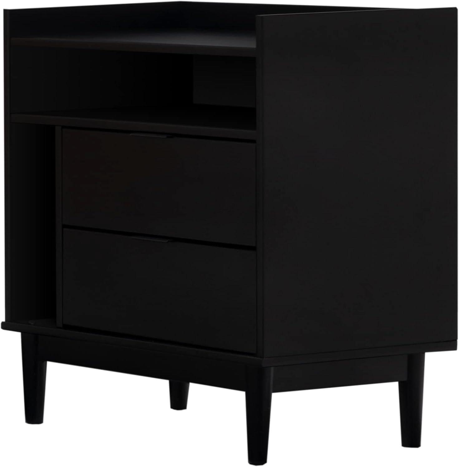 imageWalker Edison Blythe MidCentury Modern TrayTop Storage Nightstand 25 Inch WhiteBlack