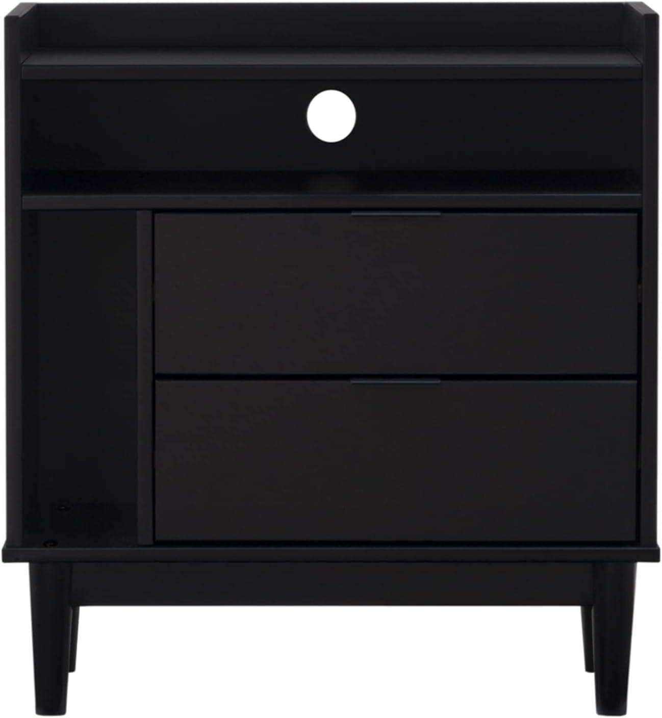 imageWalker Edison Blythe MidCentury Modern TrayTop Storage Nightstand 25 Inch WhiteBlack