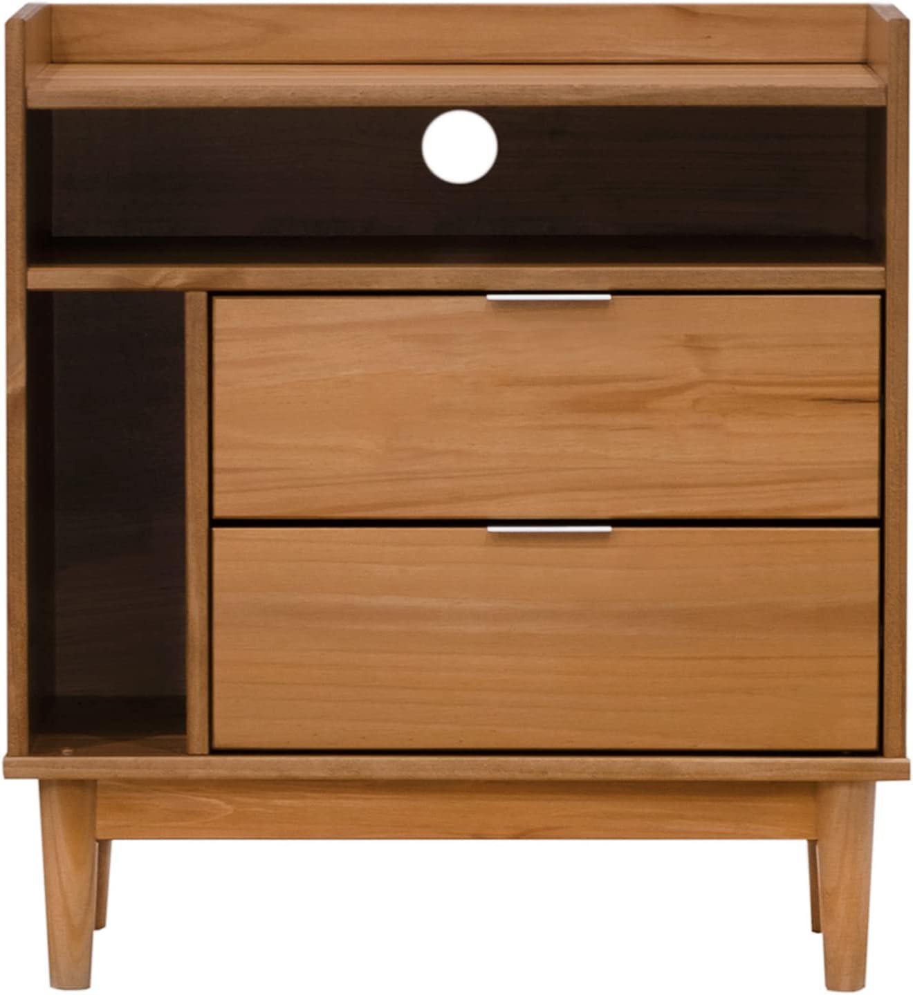imageWalker Edison Blythe MidCentury Modern TrayTop Storage Nightstand 25 Inch WhiteCaramel