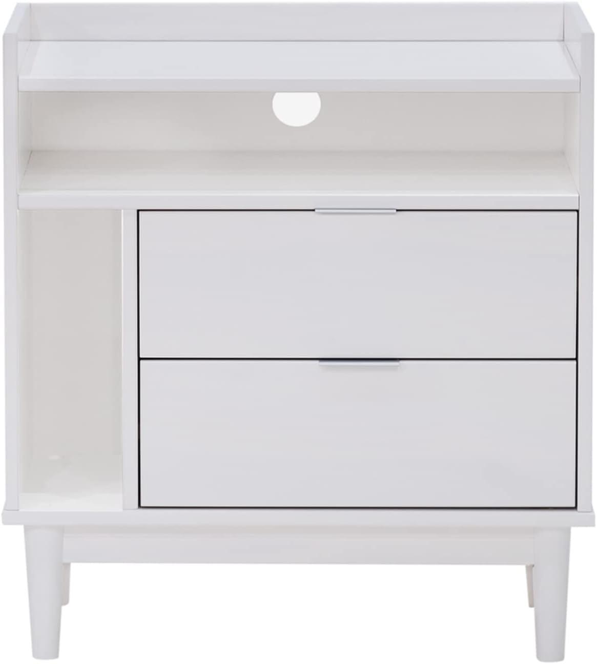 imageWalker Edison Blythe MidCentury Modern TrayTop Storage Nightstand 25 Inch WhiteWhite