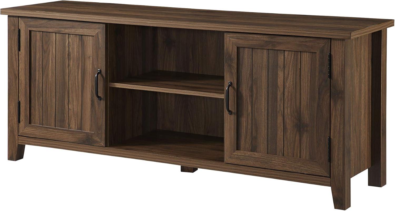 imageWalker Edison Buren Classic Grooved Door TV Stand for TVs up to 65 Inches 58 Inch WalnutDark Walnut