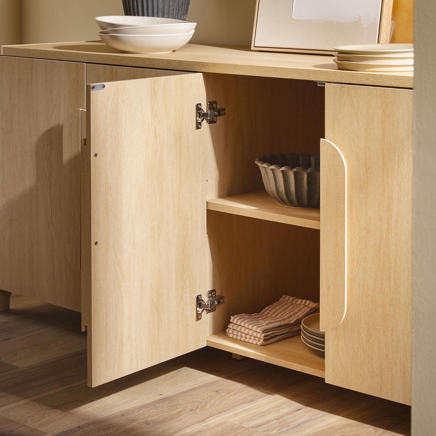 imageWalker Edison Chantelle Sideboard Buffet with Storage 64quot Coastal OakCoastal Oak