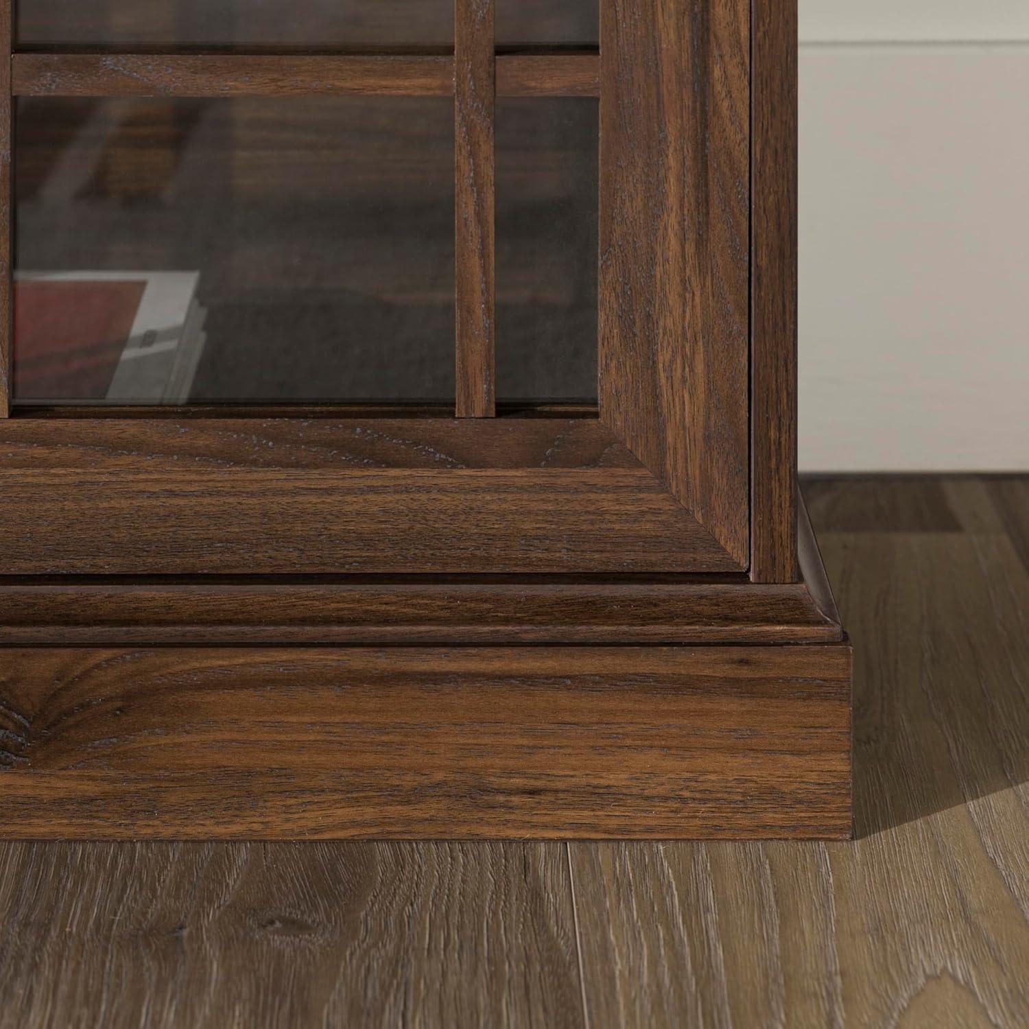 imageWalker Edison Classic Glass Door Universal TV Stand for TVs up to 64quot Flat Screen Living Room Storage Cabinet Doors and Shelves Entertainment Center 16quotD x 58quotW x 33quotH Dark WalnutDark Walnut