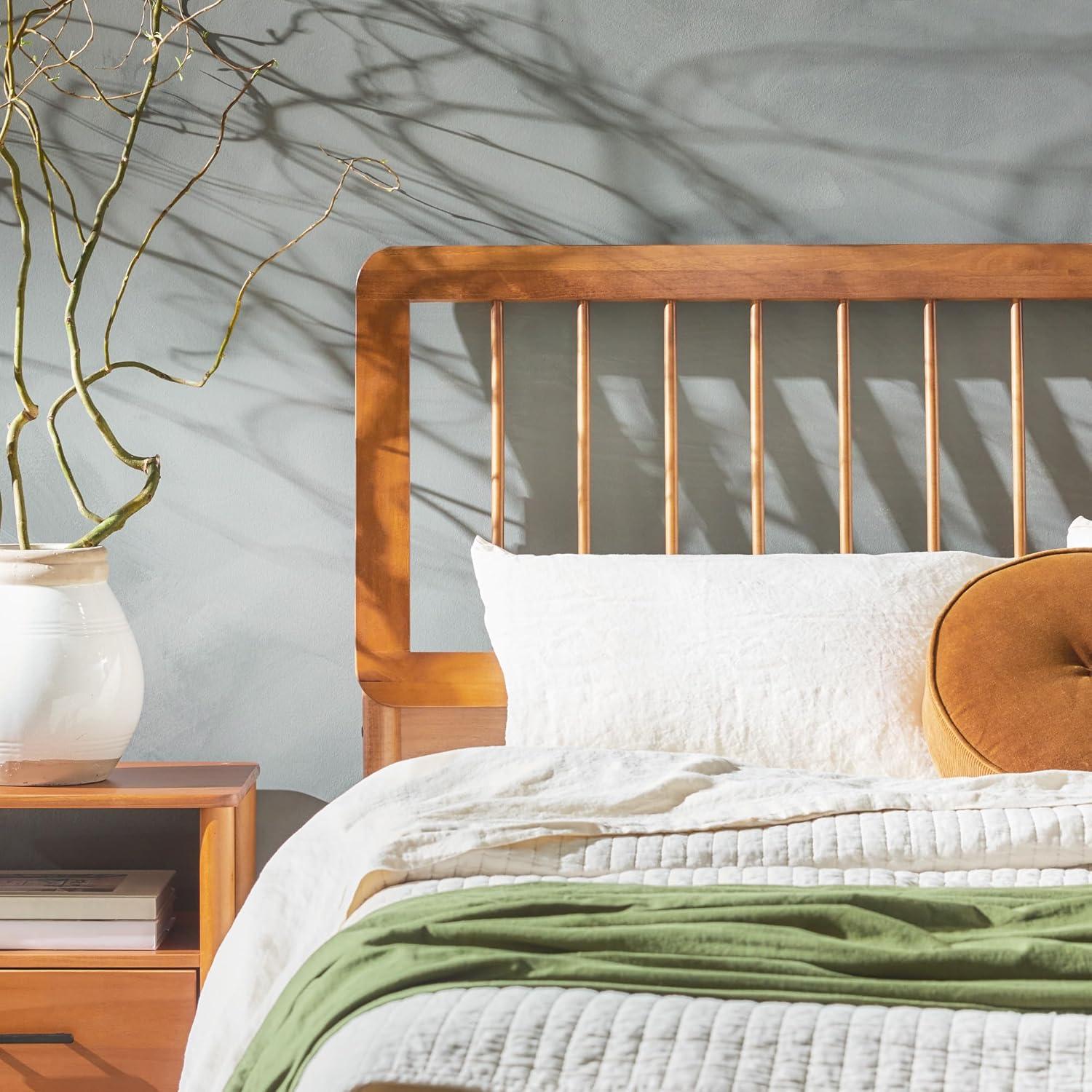 imageWalker Edison Clemente MidCentury Modern Spindle Headboard King Bedframe King Size CaramelCaramel