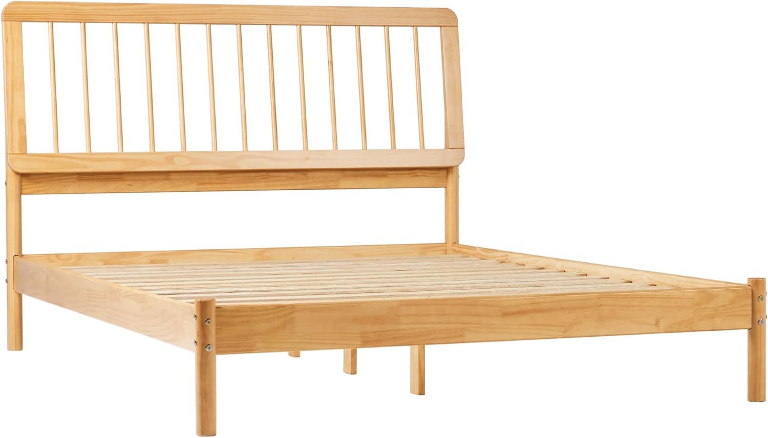 imageWalker Edison Clemente MidCentury Modern Spindle Headboard King Bedframe King Size CaramelNatural Pine