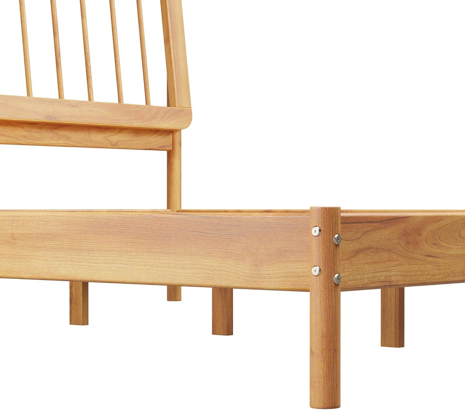 imageWalker Edison Clemente MidCentury Modern Spindle Headboard King Bedframe King Size CaramelNatural Pine