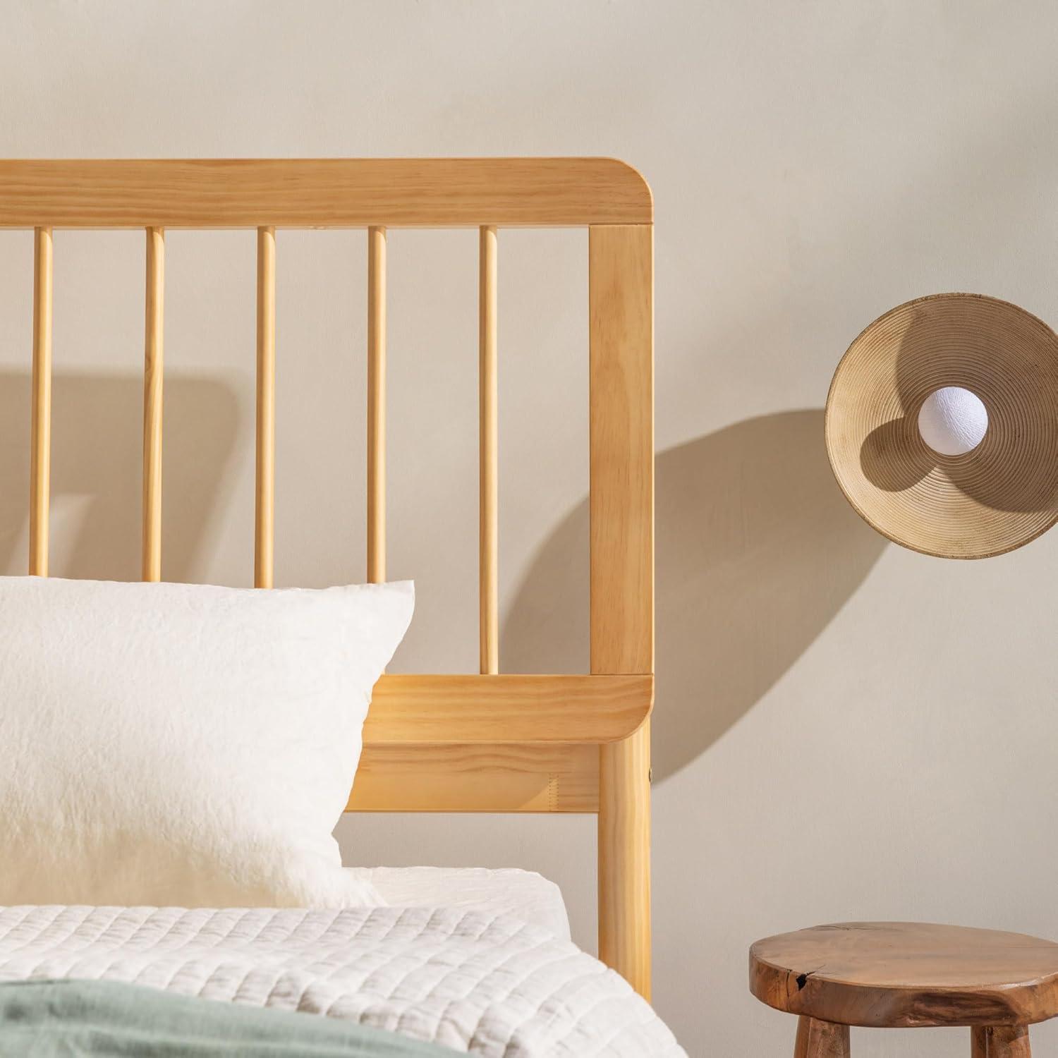 imageWalker Edison Clemente MidCentury Modern Spindle Headboard King Bedframe King Size CaramelNatural Pine