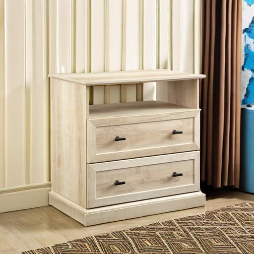 imageWalker Edison Clyde Classic Rustic 2Drawer OpenCubby Nighstands End Side Tables Living Room Bedroom Storage White OakWhite Oak