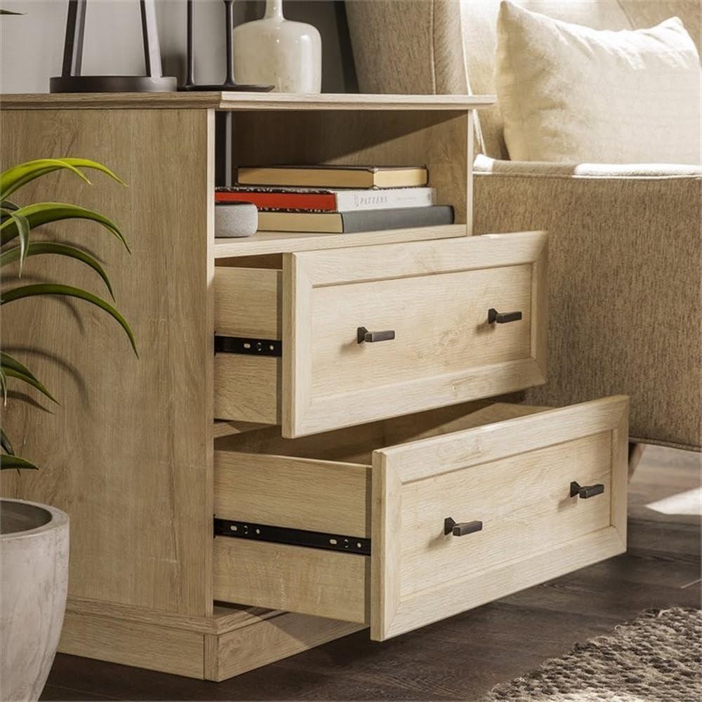 imageWalker Edison Clyde Classic Rustic 2Drawer OpenCubby Nighstands End Side Tables Living Room Bedroom Storage White OakWhite Oak