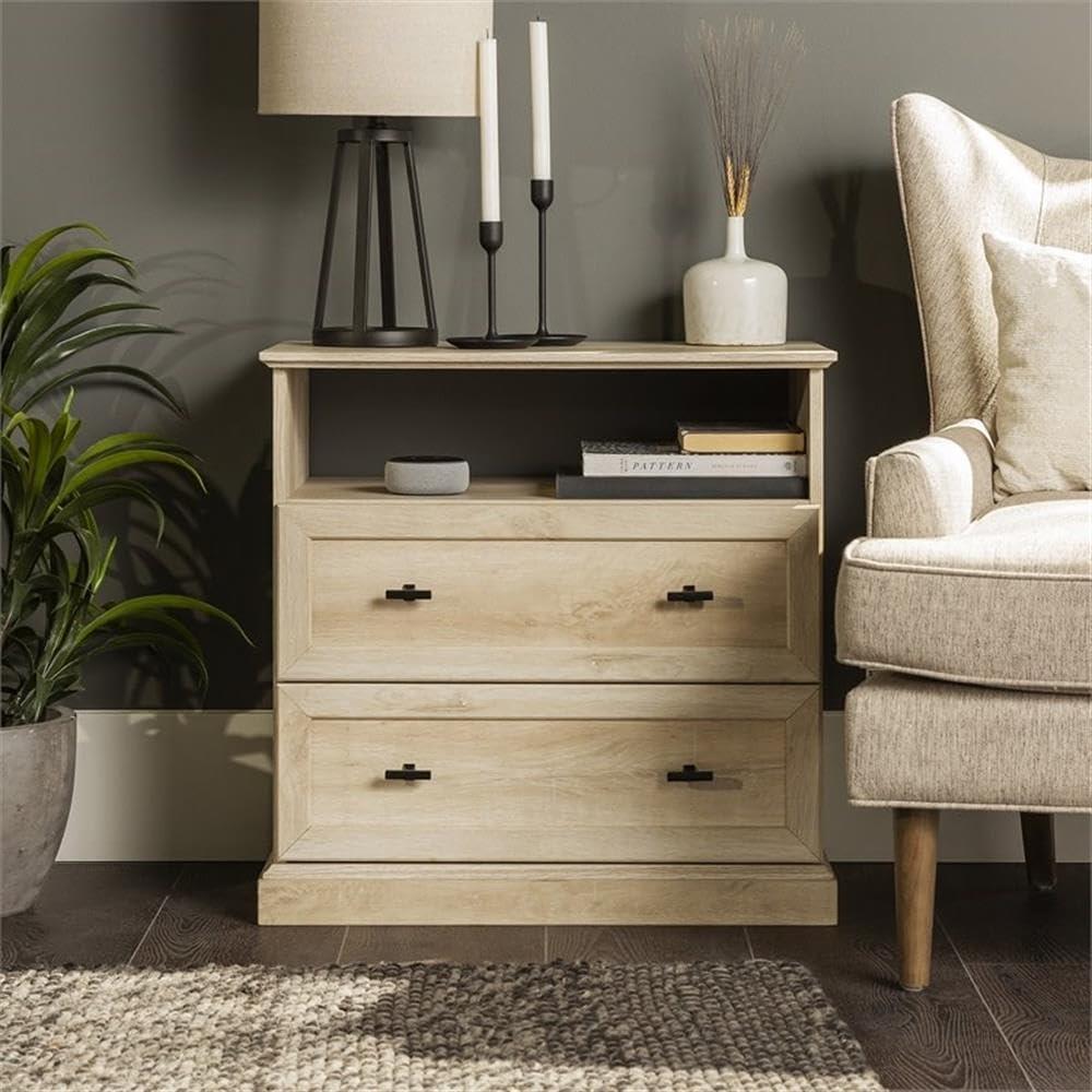 imageWalker Edison Clyde Classic Rustic 2Drawer OpenCubby Nighstands End Side Tables Living Room Bedroom Storage White OakWhite Oak