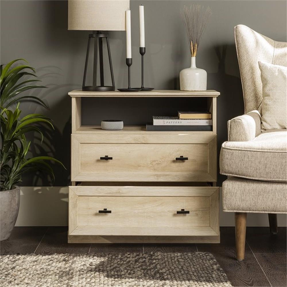 imageWalker Edison Clyde Classic Rustic 2Drawer OpenCubby Nighstands End Side Tables Living Room Bedroom Storage White OakWhite Oak