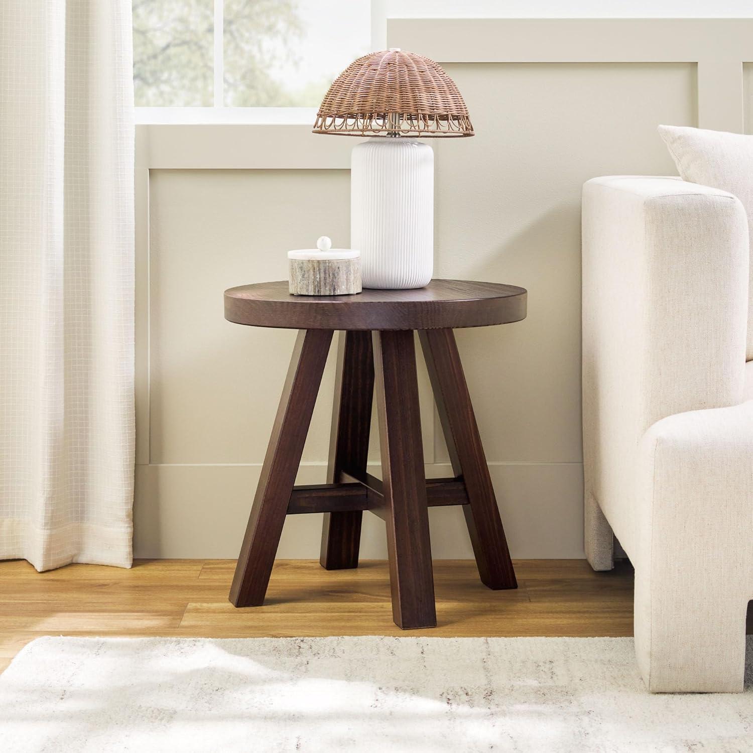 imageWalker Edison Colt Modern Farmhouse Solid Wood Round Side Table 18 Inch EspressoEspresso