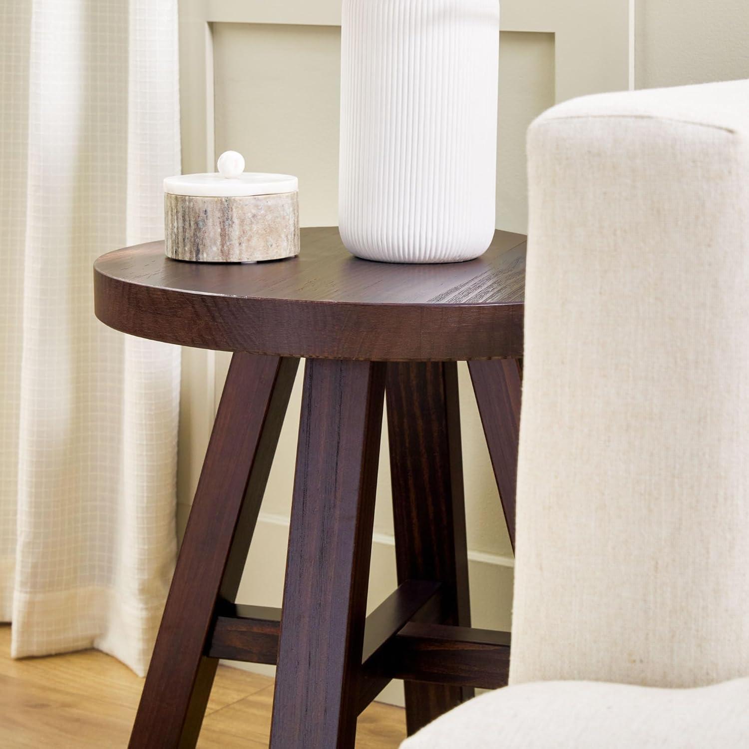 imageWalker Edison Colt Modern Farmhouse Solid Wood Round Side Table 18 Inch EspressoEspresso