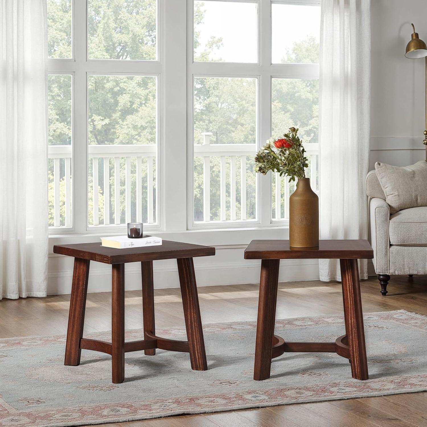 imageWalker Edison Colt Modern Farmhouse Solid Wood Round Side Table 18 Inch EspressoEspresso