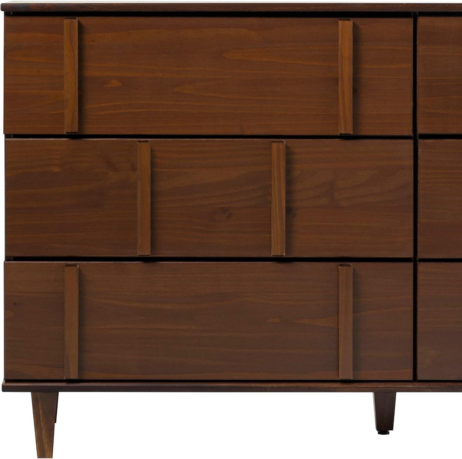 imageWalker Edison Contemporary Detailed 6Drawer Solid Wood Dresser 60 Inch WalnutWalnutt