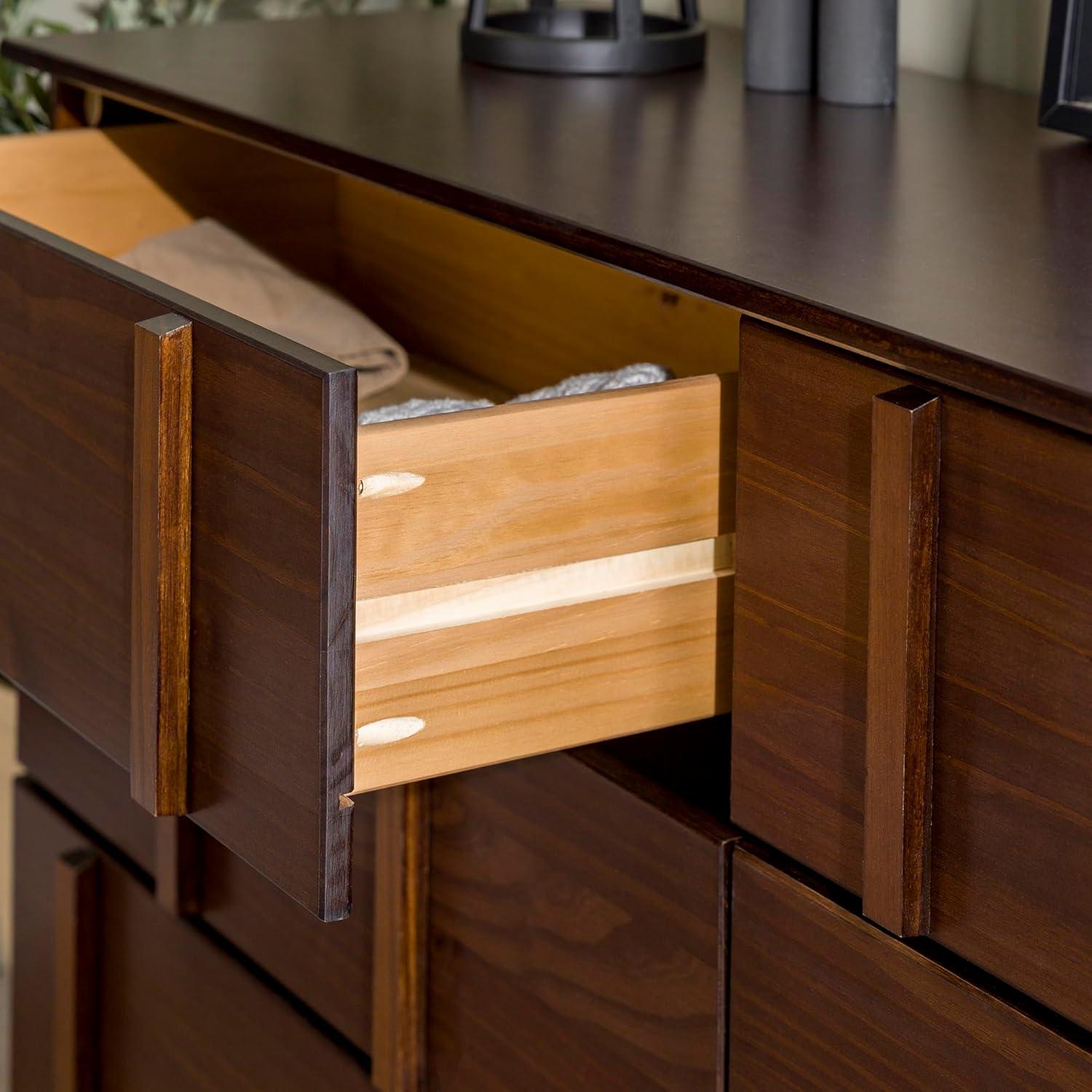 imageWalker Edison Contemporary Detailed 6Drawer Solid Wood Dresser 60 Inch WalnutWalnutt