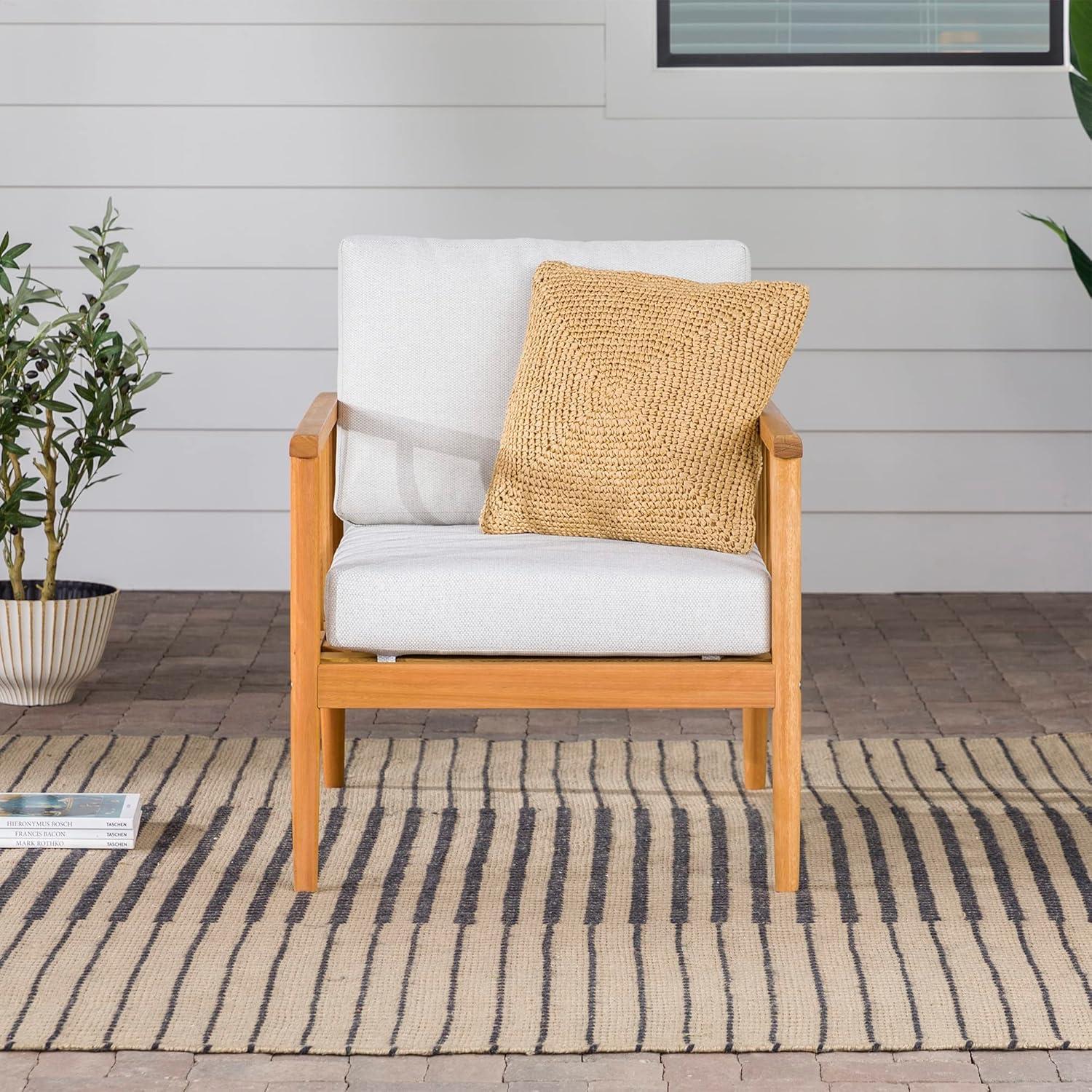 imageWalker Edison Dekian Modern Solid Eucalyptus Outdoor Spindle Style Single Lounge Chair 33 Inch NaturalNatural