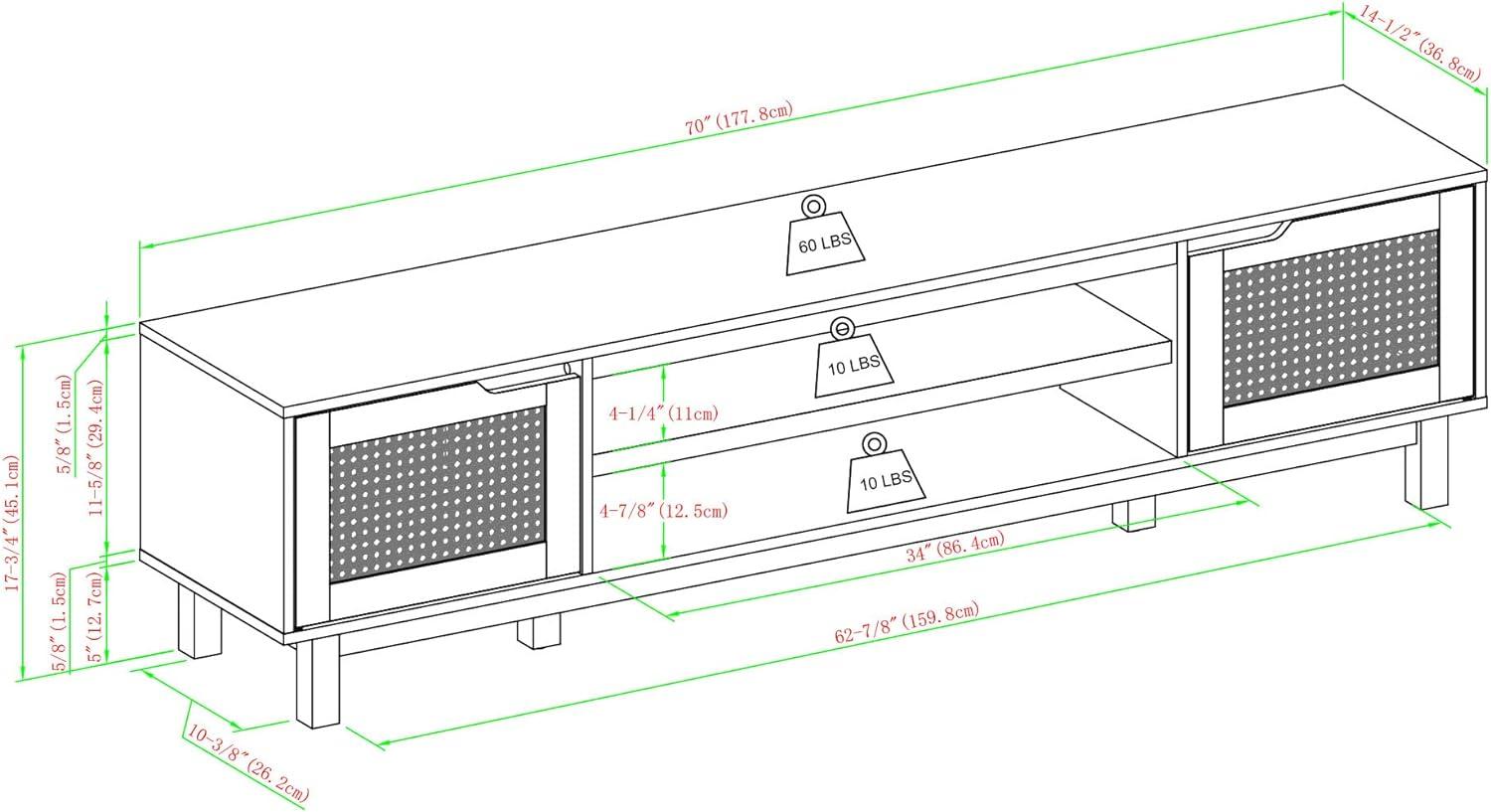 imageWalker Edison Destin Modern Minimal RattanDoor Stand for TVs up to 80 Inches 70 Inch BlackBlack