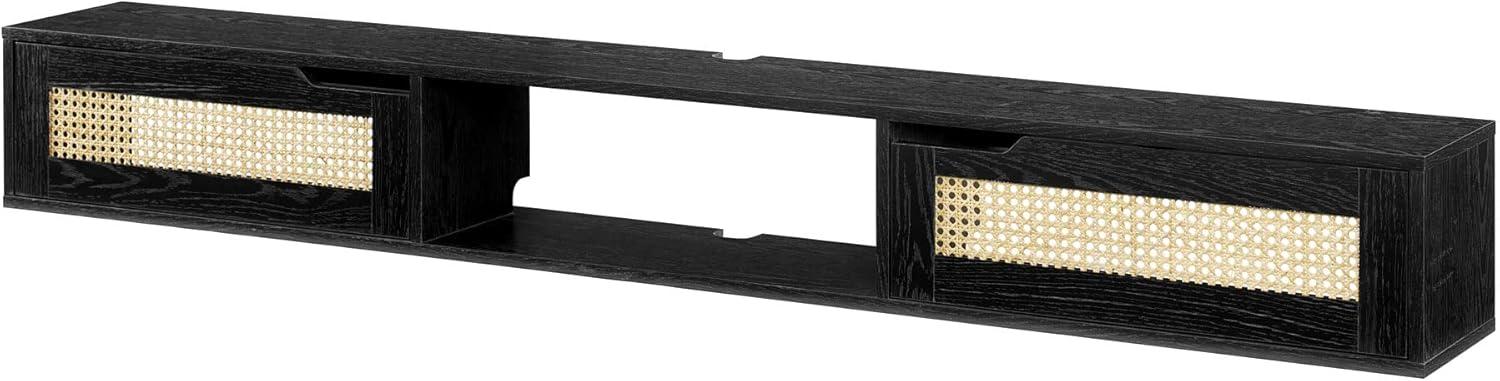 imageWalker Edison Destin Modern Rattan FlipDownDoor WallMounted Floating TV Stand for TVs up to 65 Inches 58 Inch Coastal OakBlack