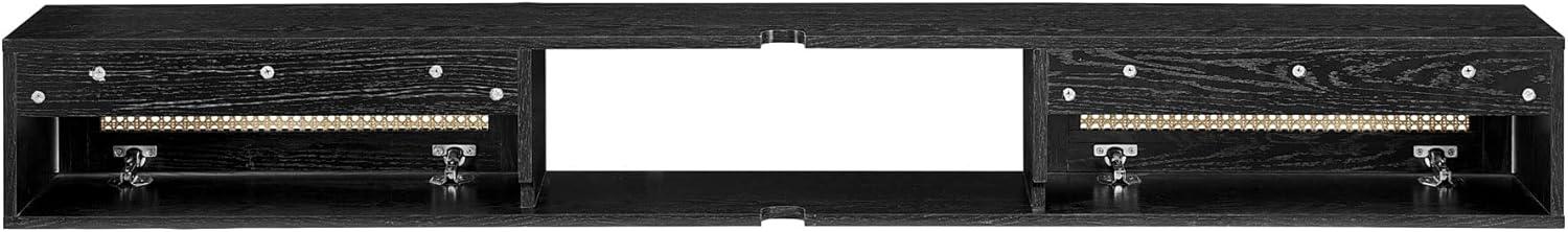 imageWalker Edison Destin Modern Rattan FlipDownDoor WallMounted Floating TV Stand for TVs up to 65 Inches 58 Inch Coastal OakBlack