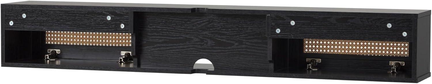 imageWalker Edison Destin Modern Rattan FlipDownDoor WallMounted Floating TV Stand for TVs up to 65 Inches 58 Inch Coastal OakBlack